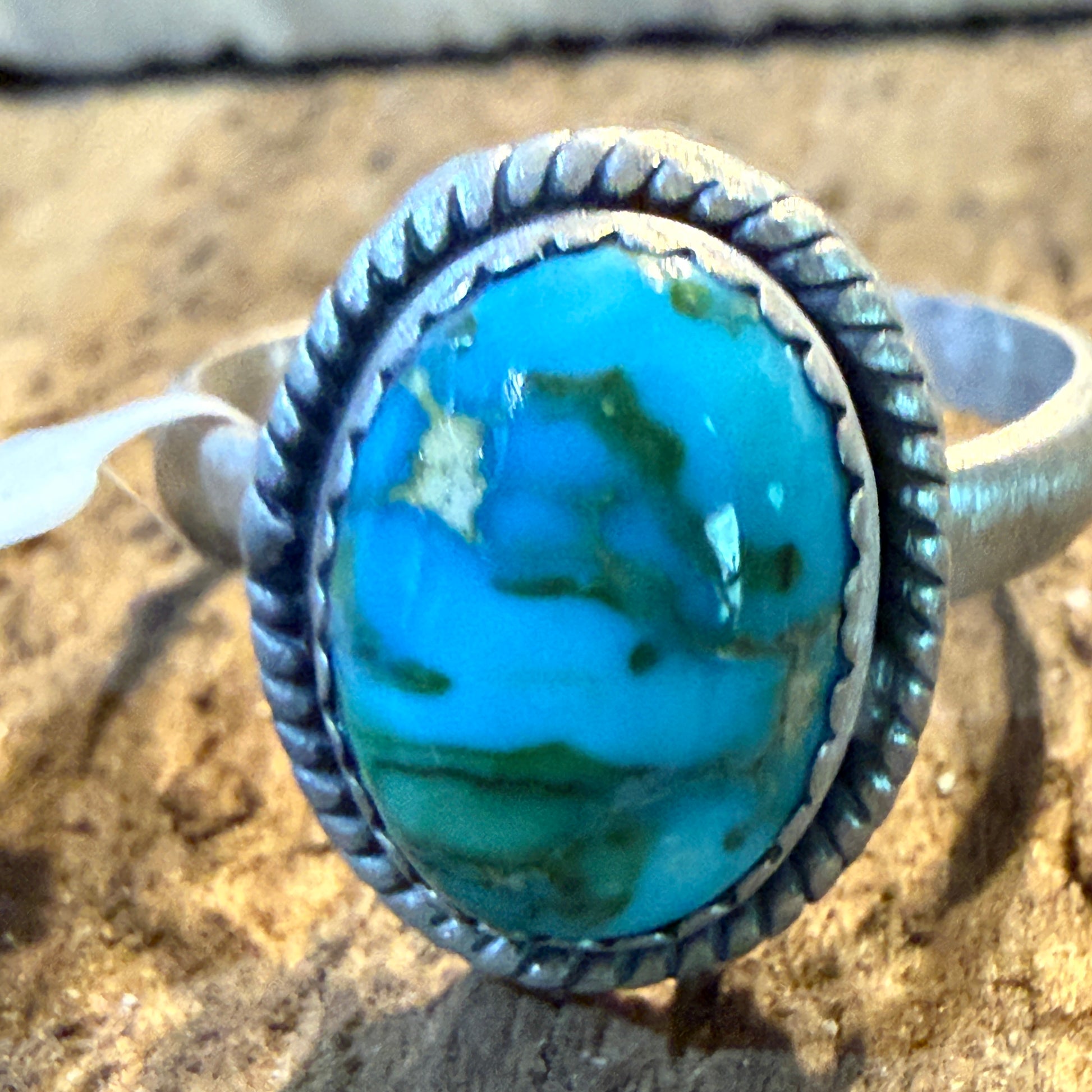 Turquoise Gemstone Adjustable Ring Sterling Silver By Seyara Bella Wild West Boho