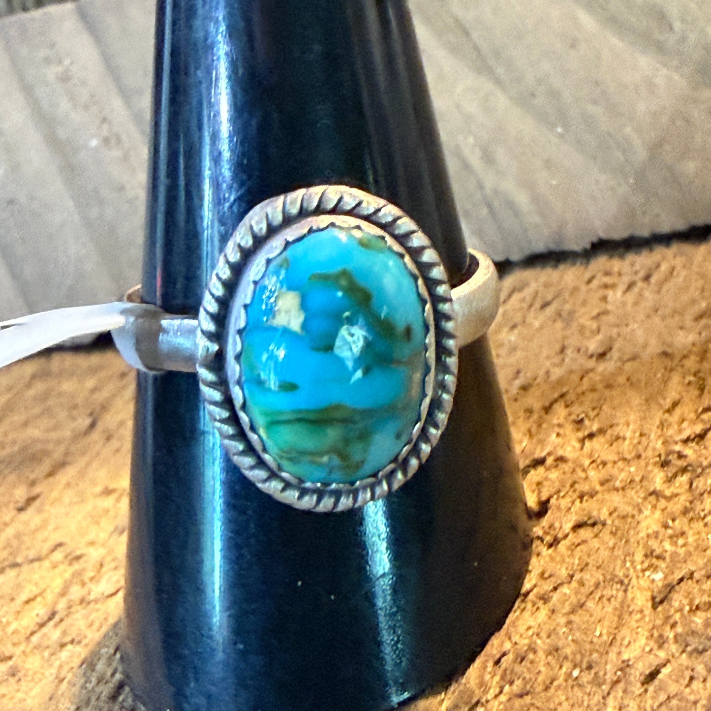 Turquoise Gemstone Adjustable Ring Sterling Silver By Seyara Bella Wild West Boho