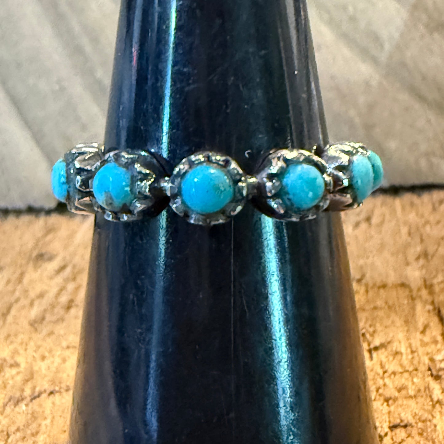 Kingman Turquoise Stackable Ring Sterling Silver Size 6 Wild West Boho