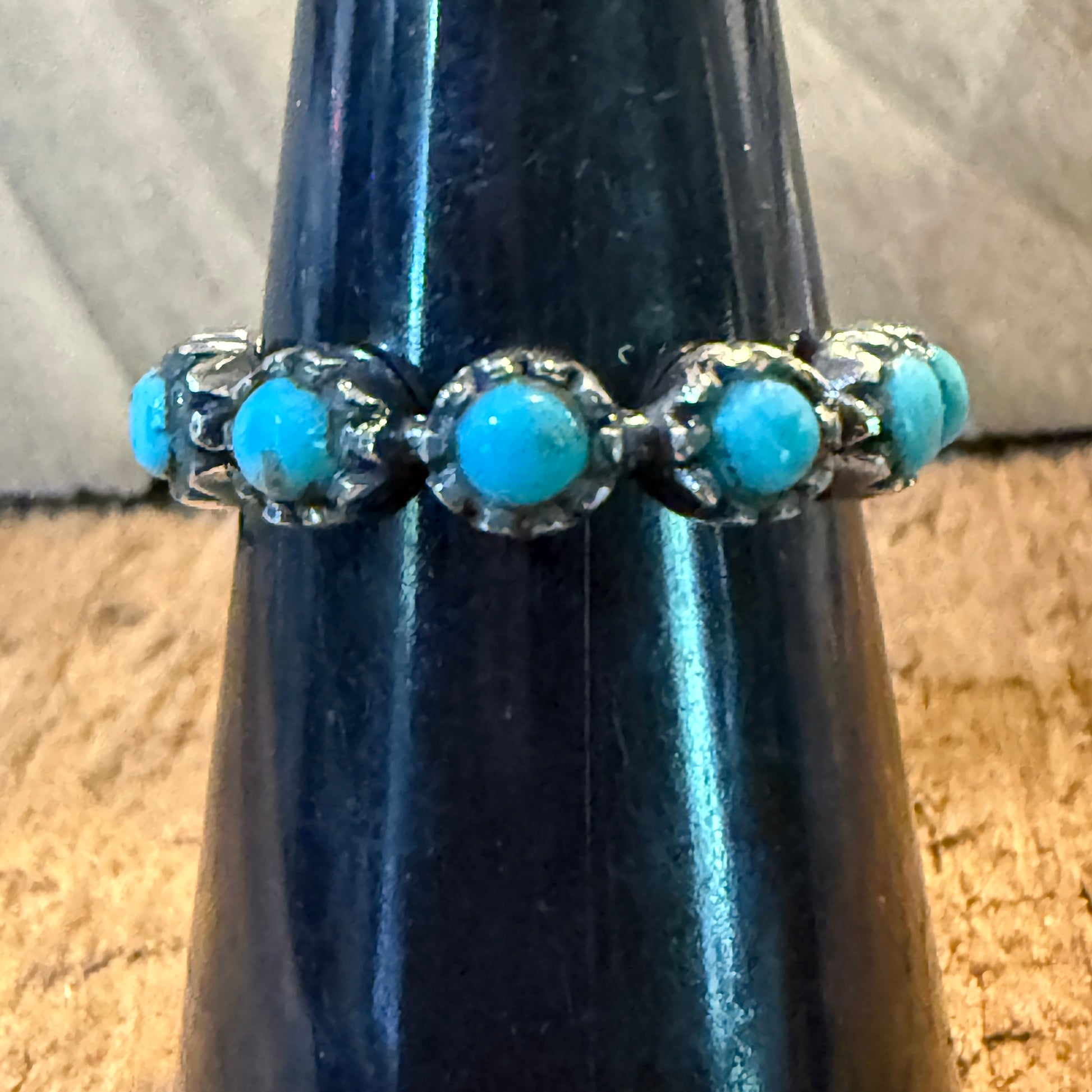 Kingman Turquoise Stackable Ring Sterling Silver Size 6 Wild West Boho