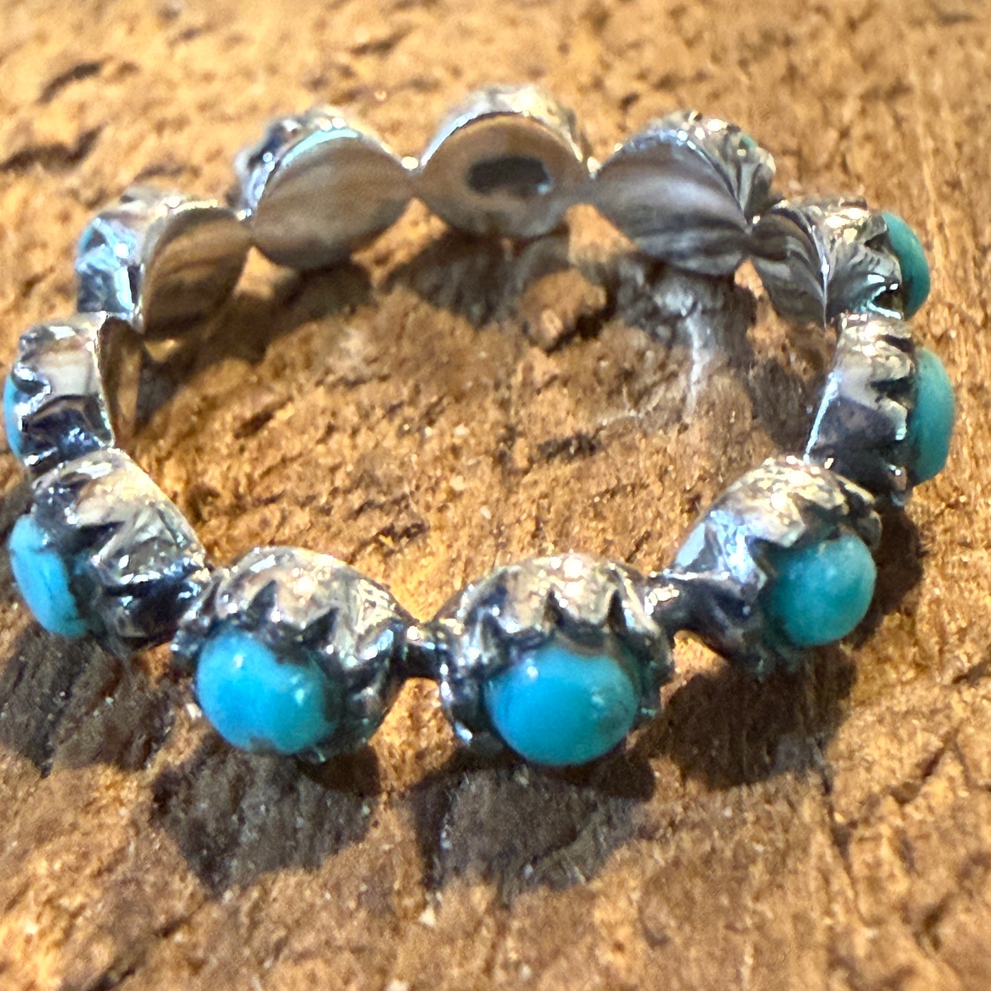 Kingman Turquoise Stackable Ring Sterling Silver Size 6 Wild West Boho