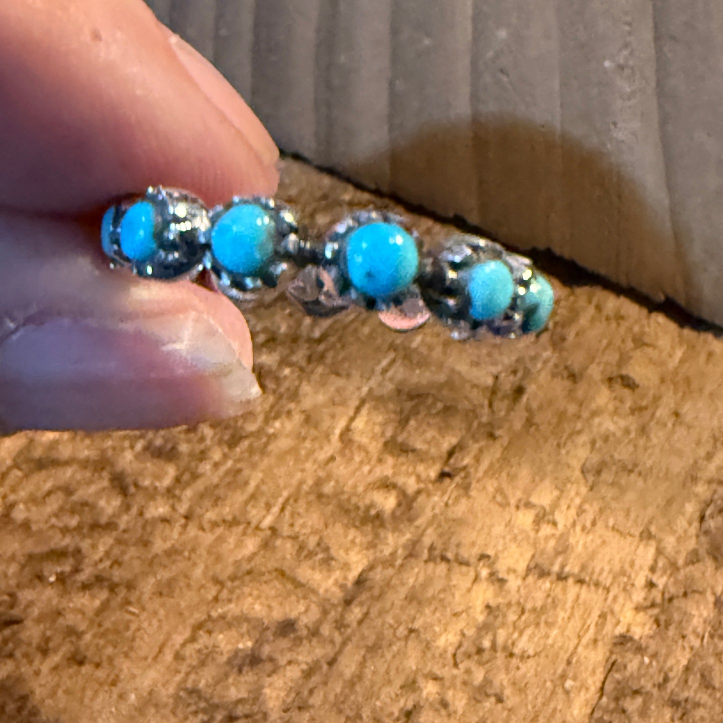 Kingman Turquoise Stackable Ring Sterling Silver Size 6 Wild West Boho