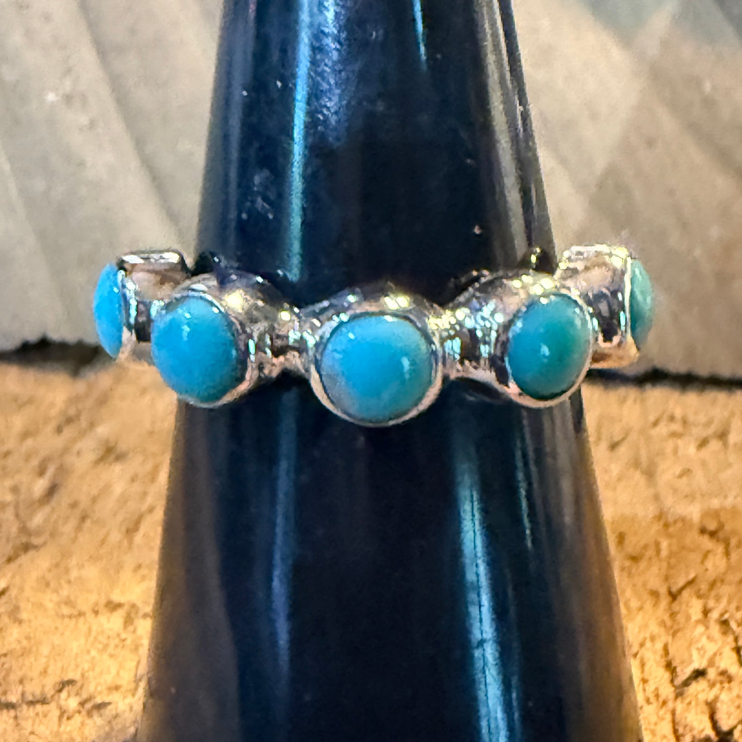 Kingman Turquoise Stackable Ring Sterling Silver Size 6 Wild West Boho