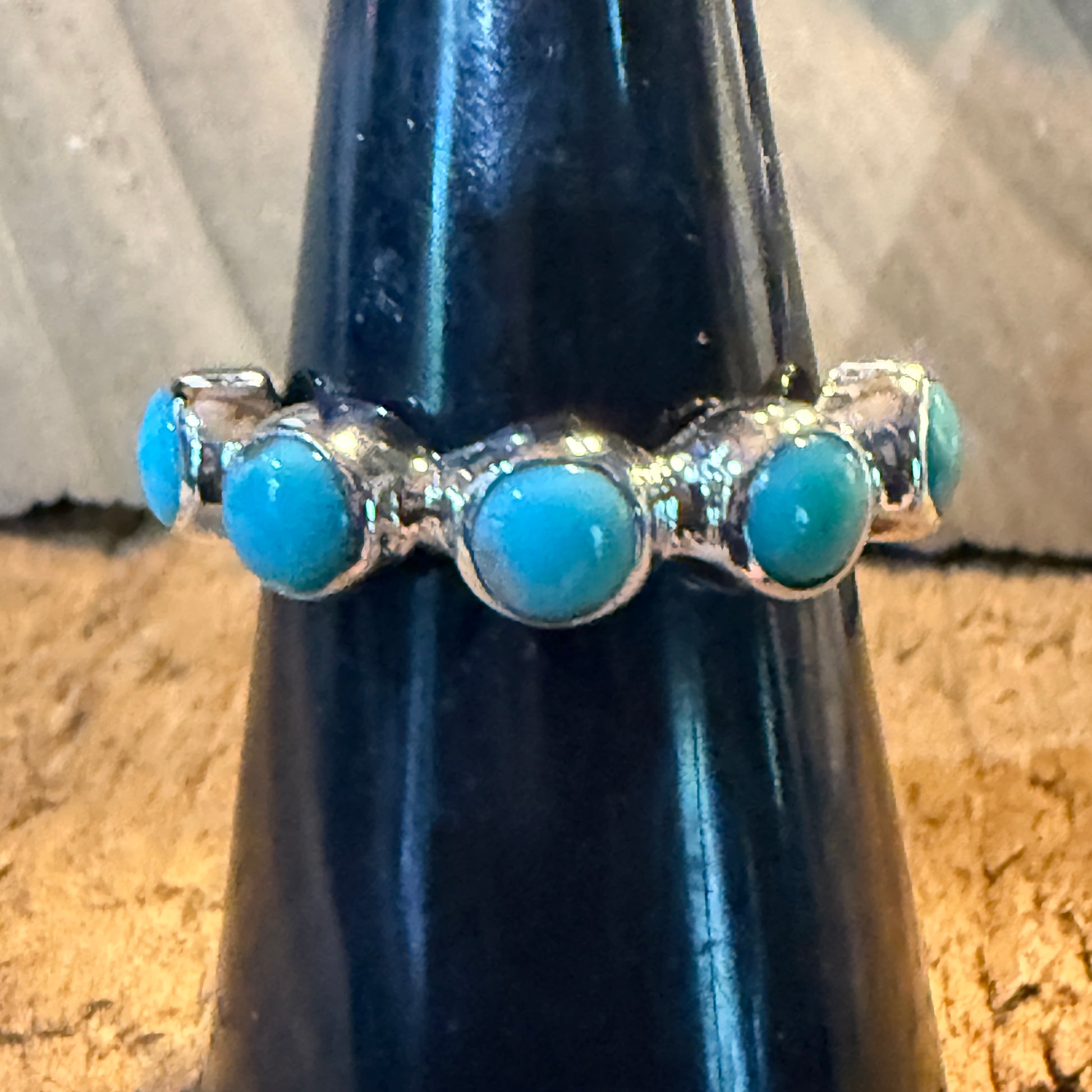 Kingman Turquoise Stackable Ring Sterling Silver Size 6 Wild West Boho