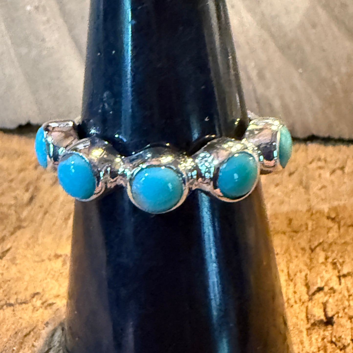 Kingman Turquoise Stackable Ring Sterling Silver Size 6 Wild West Boho