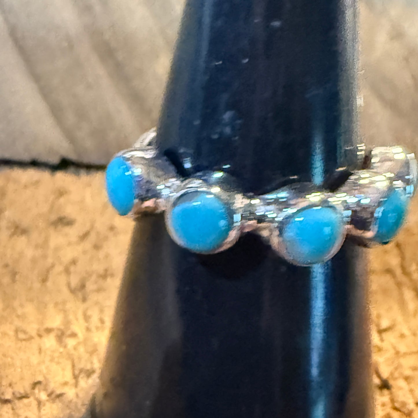 Kingman Turquoise Stackable Ring Sterling Silver Size 6 Wild West Boho