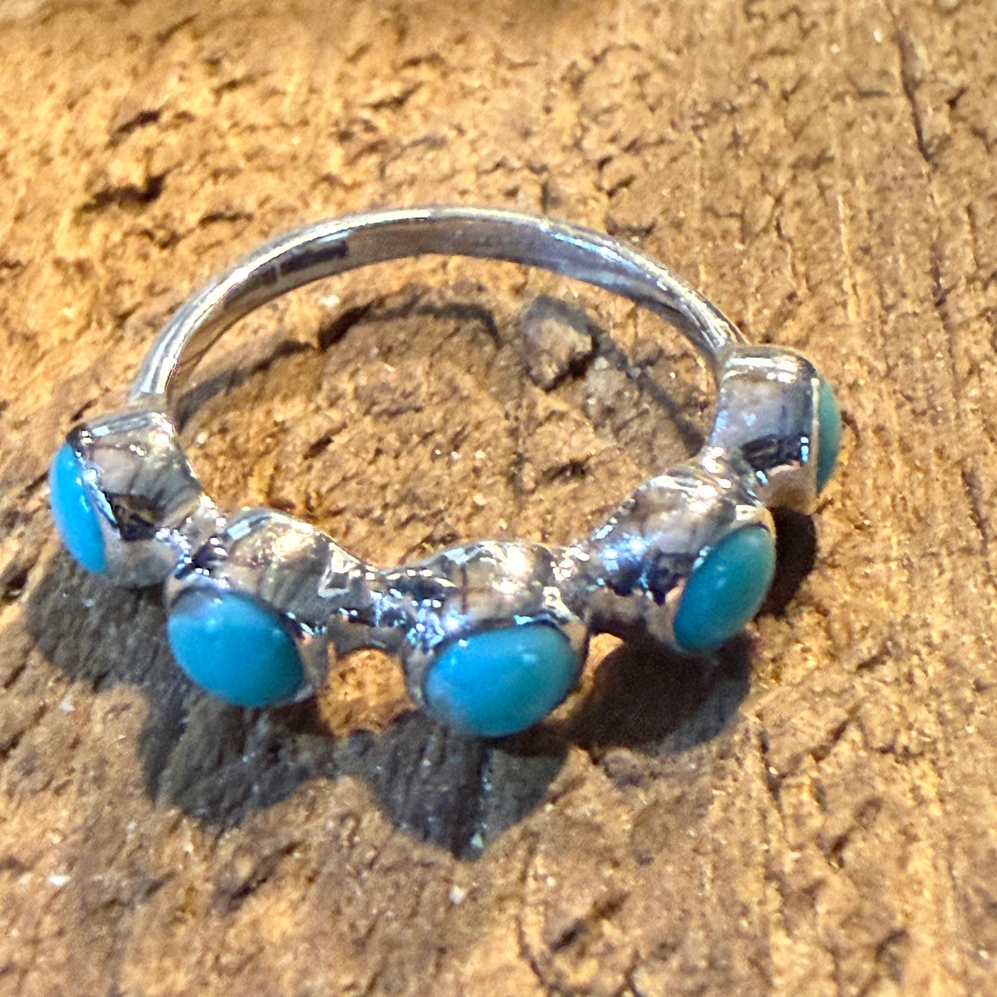 Kingman Turquoise Sterling Silver Stacking Ring Size 6 Wild West Boho