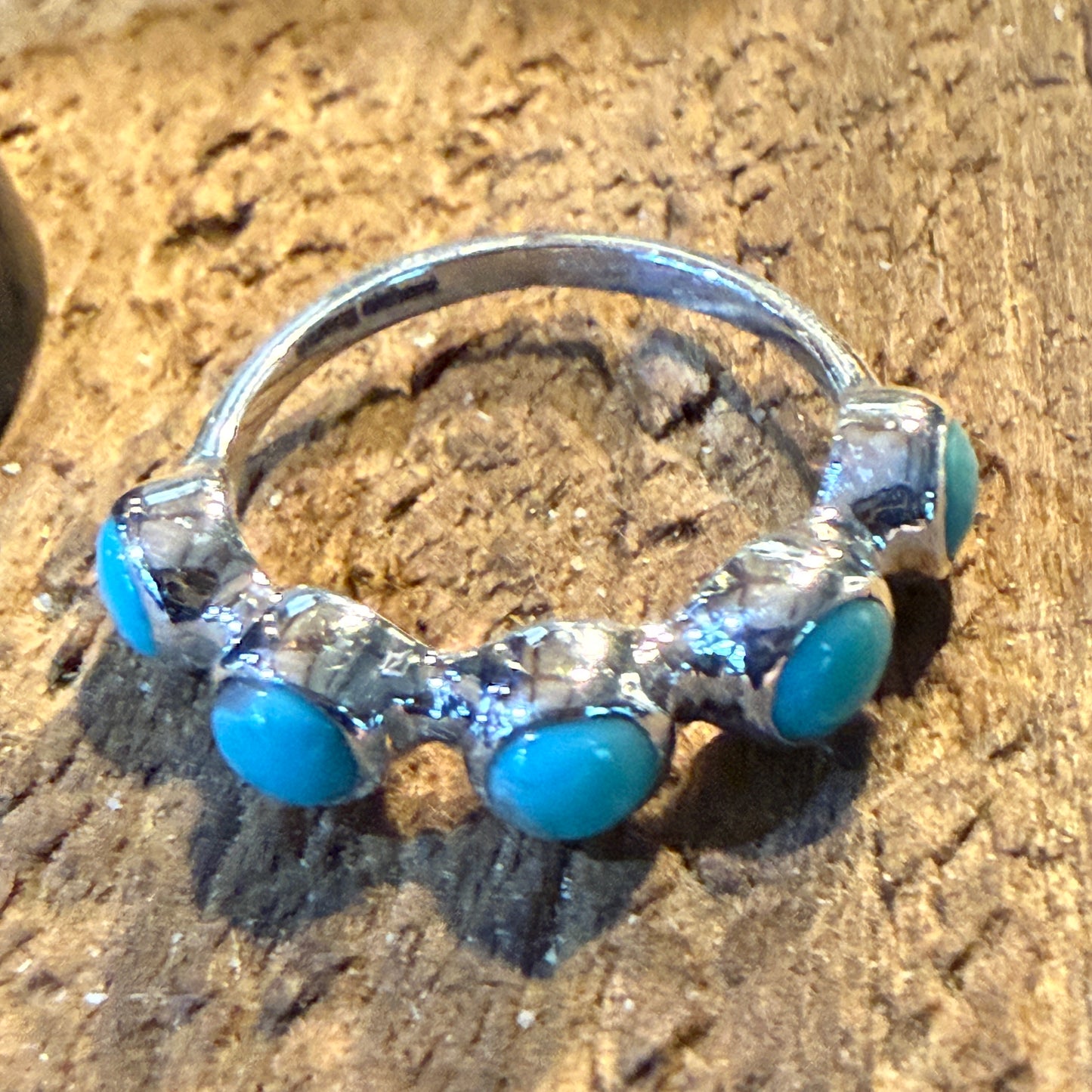 Kingman Turquoise Sterling Silver Stacking Ring Size 6 Wild West Boho