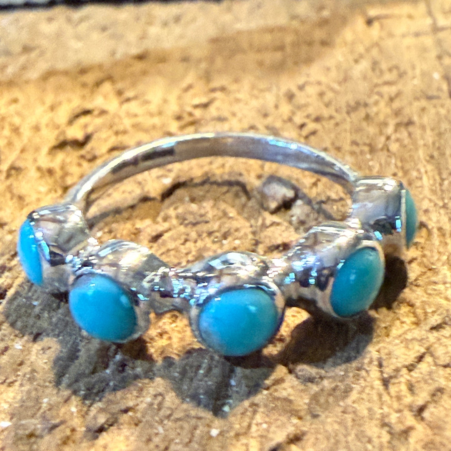 Kingman Turquoise Sterling Silver Stacking Ring Size 6 Wild West Boho