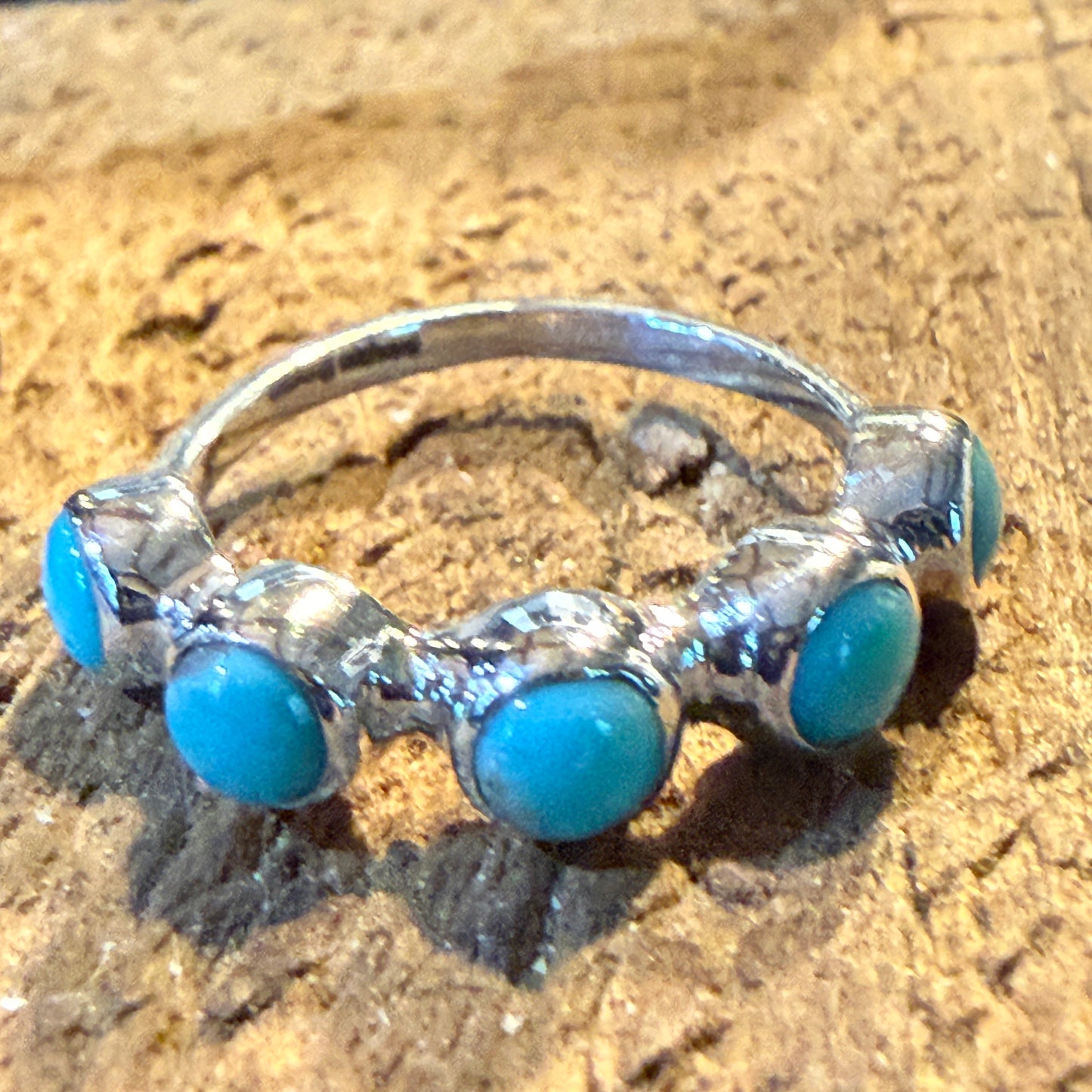 Kingman Turquoise Sterling Silver Stacking Ring Size 6 Wild West Boho