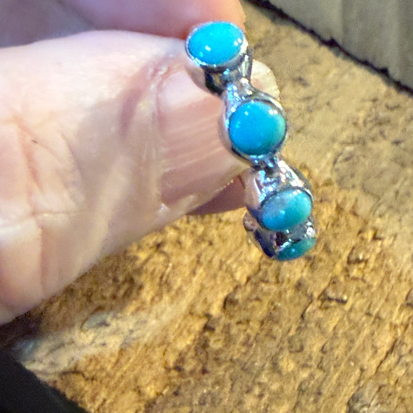 Kingman Turquoise Sterling Silver Stacking Ring Size 6 Wild West Boho