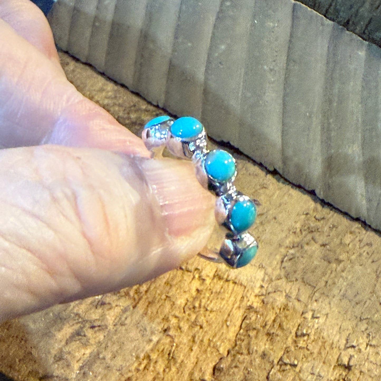 Kingman Turquoise Sterling Silver Stacking Ring Size 6 Wild West Boho