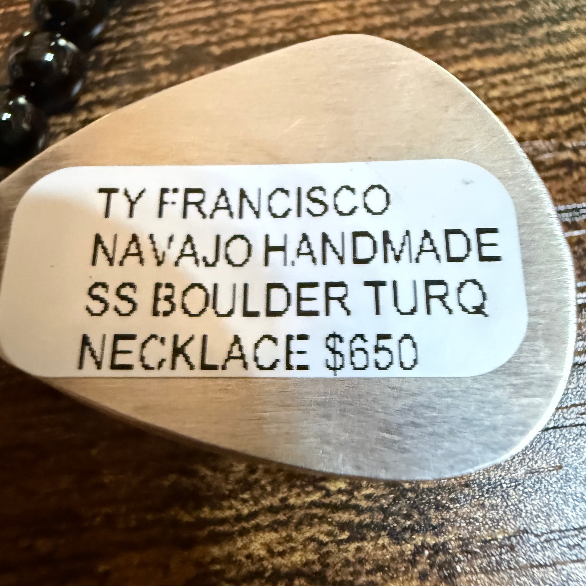 Navajo Handmade Ty Francisco Boulder Turquoise Pendant Necklace Sterling Silver Wild West Boho