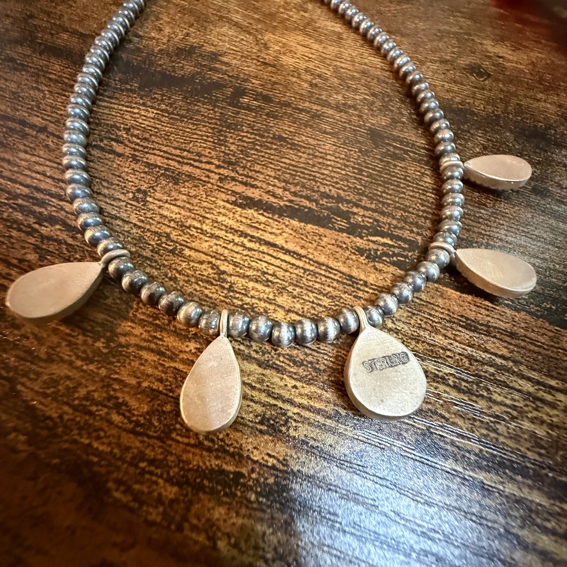 Southwestern Orange Spiny Oyster Gemstone Choker Necklace With 3mm Sterling Silver Beads Wild West Boho