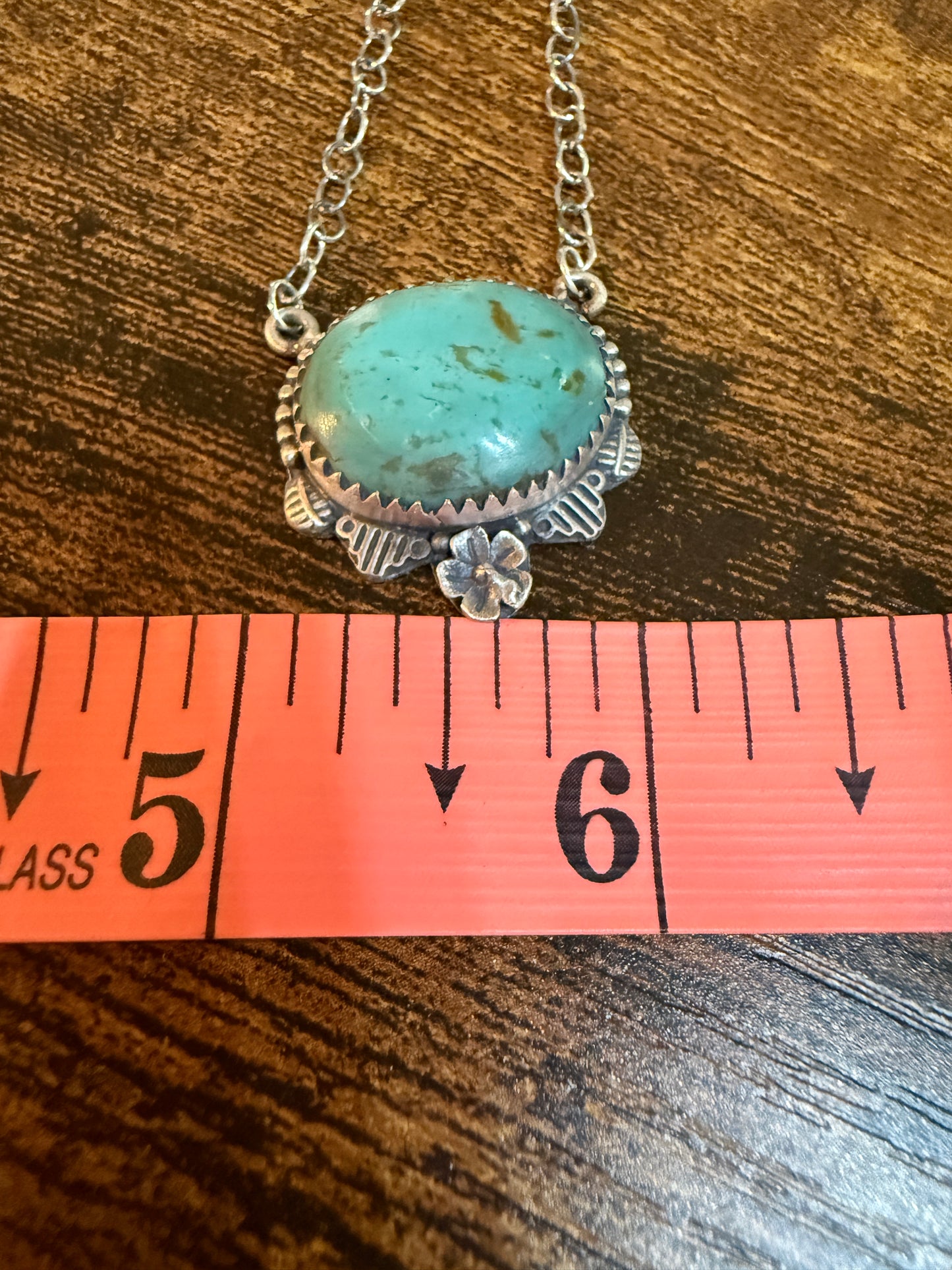 Navajo Style Kingman Turquoise Gemstone Necklace Sterling Silver 18 Inch Wild West Boho