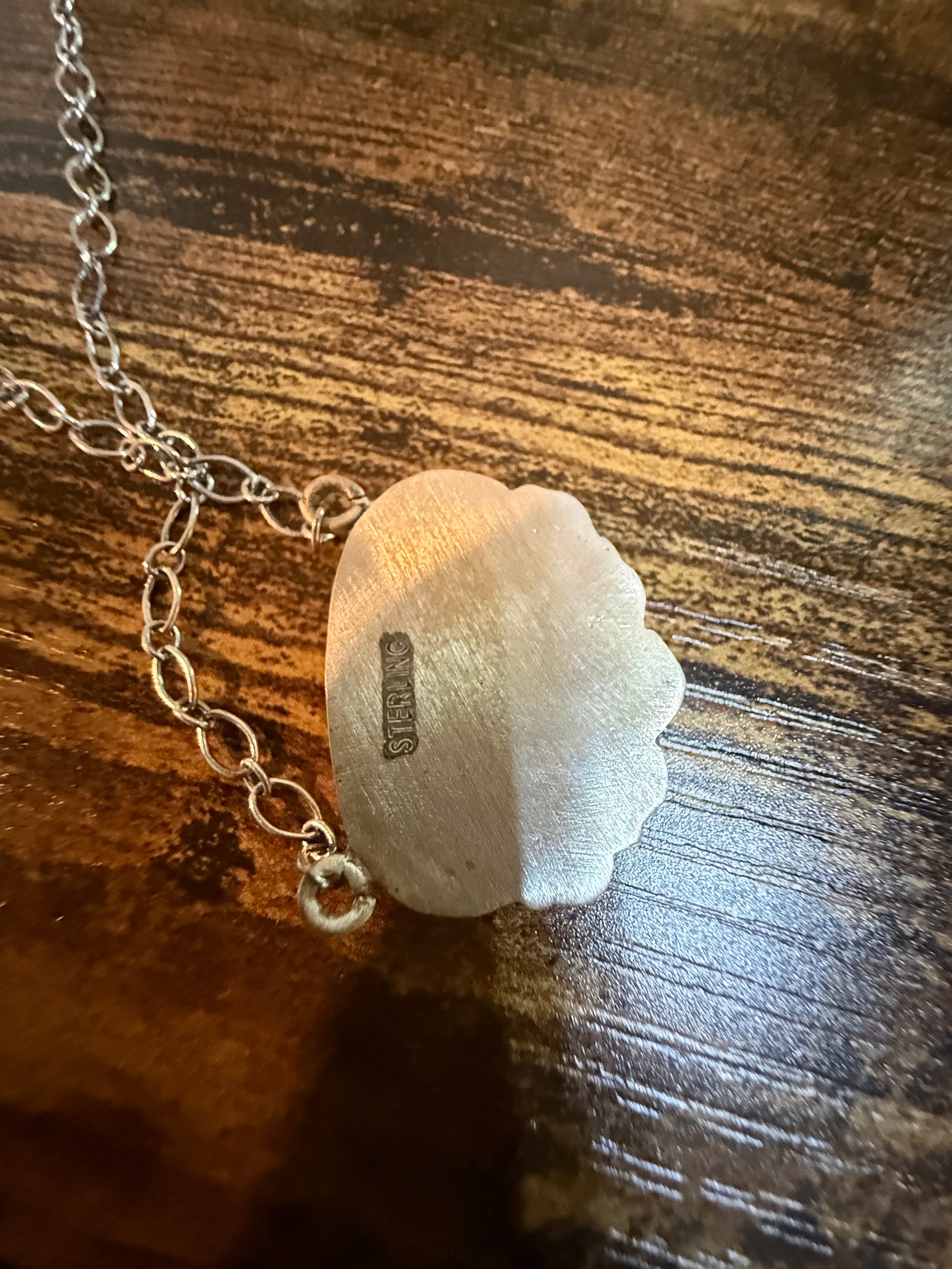 Native Inspired Kingman Turquoise Gemstone Necklace With 18 Inch Chain Sterling Silver Wild West Boho