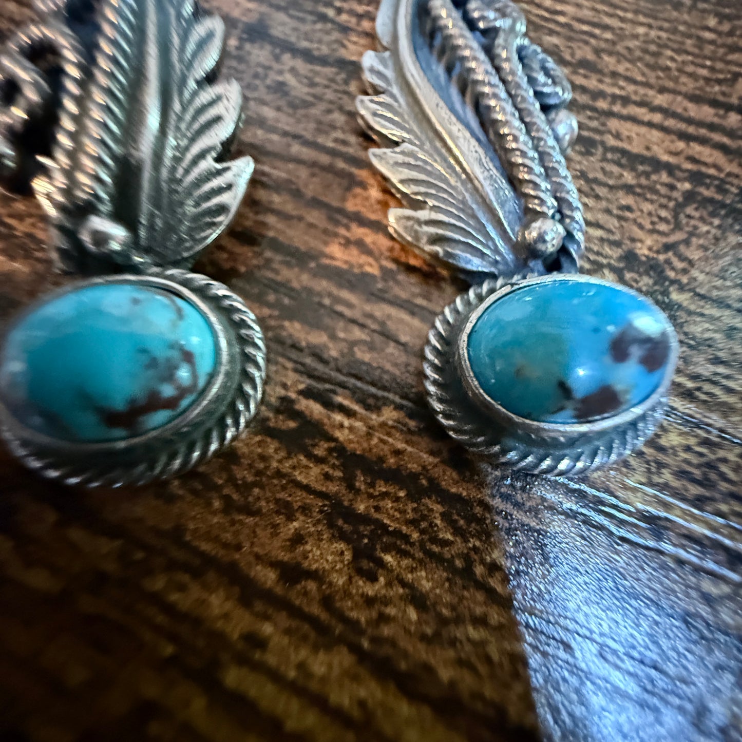 Native Handmade Genevieve Francisco Kingman Drop Earrings Sterling Silver Wild West Boho