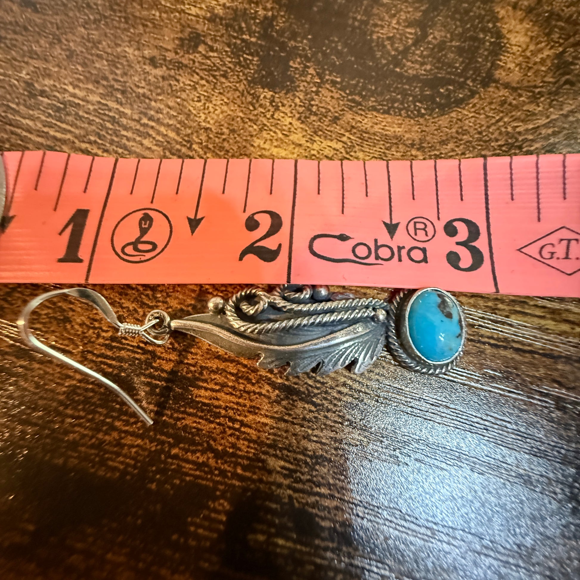 Native Handmade Genevieve Francisco Kingman Drop Earrings Sterling Silver Wild West Boho