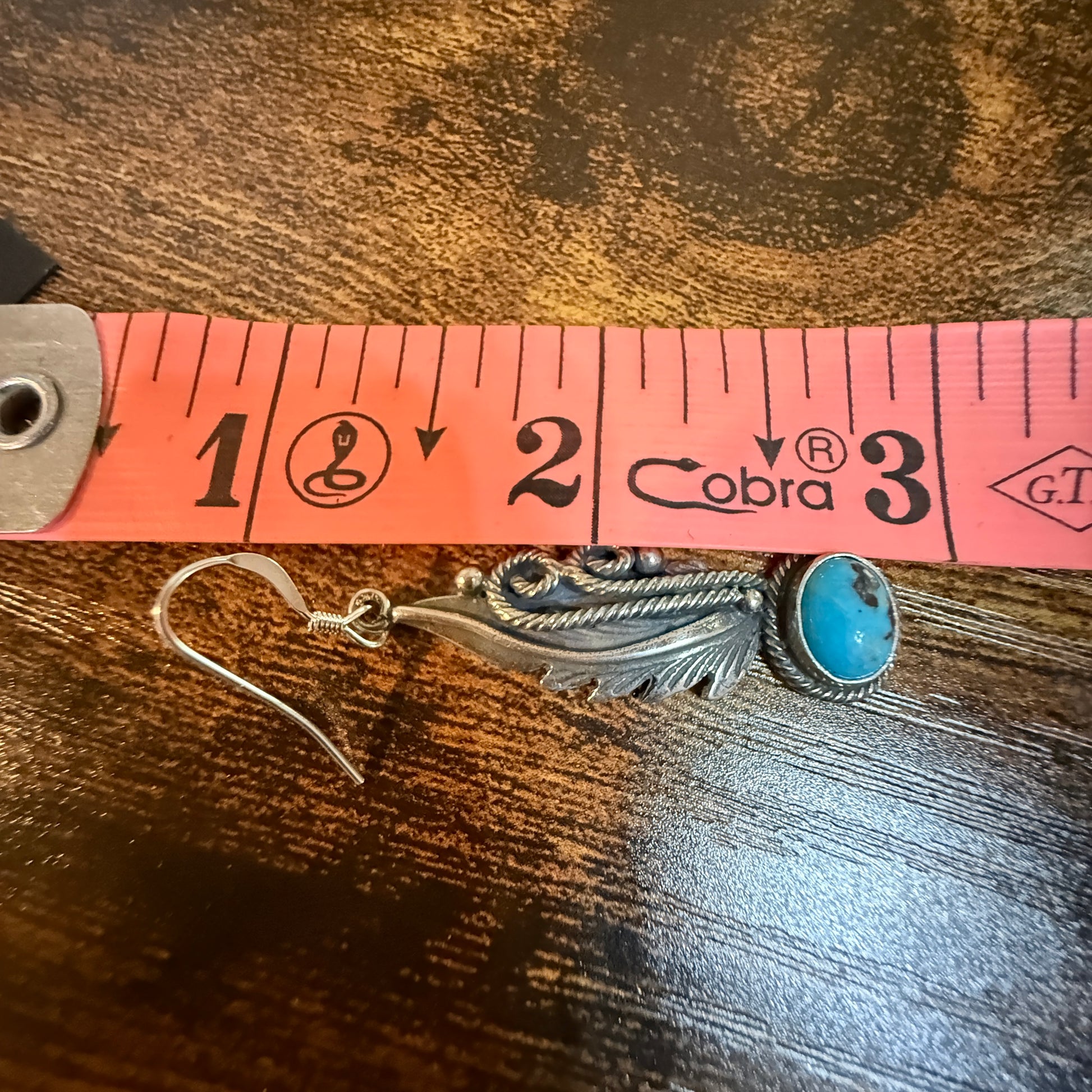 Native Handmade Genevieve Francisco Kingman Drop Earrings Sterling Silver Wild West Boho