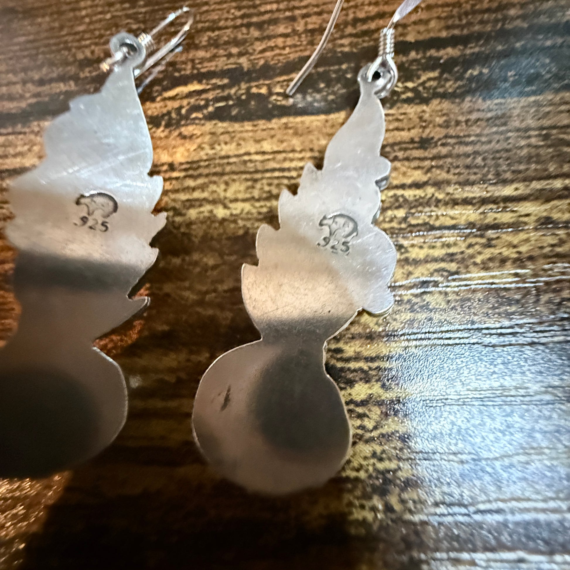 Native Handmade Genevieve Francisco Kingman Drop Earrings Sterling Silver Wild West Boho