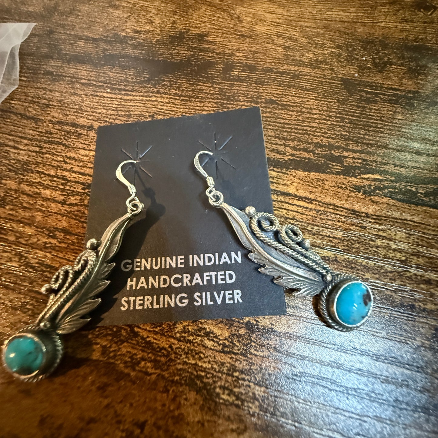 Native Handmade Genevieve Francisco Kingman Drop Earrings Sterling Silver Wild West Boho