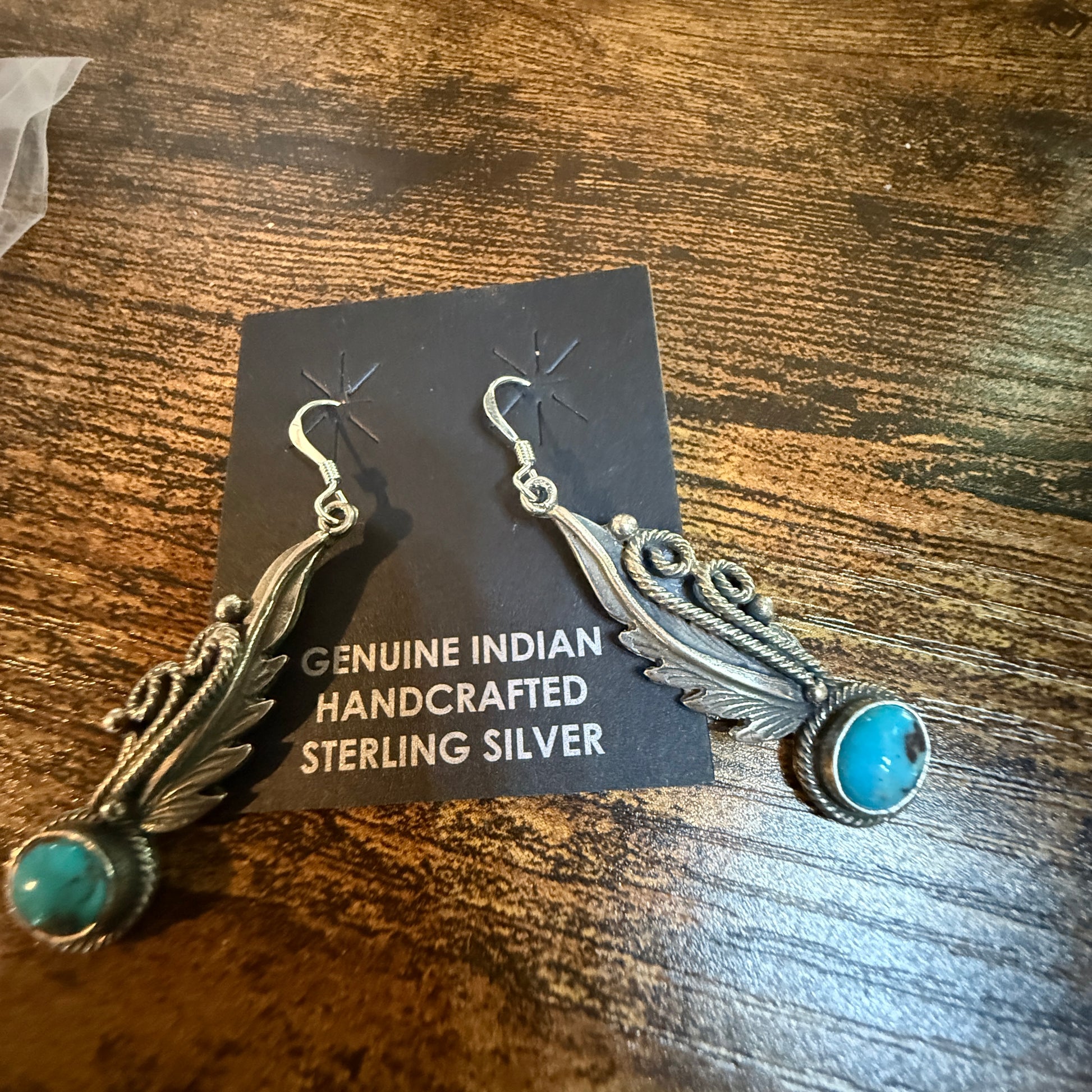 Native Handmade Genevieve Francisco Kingman Drop Earrings Sterling Silver Wild West Boho