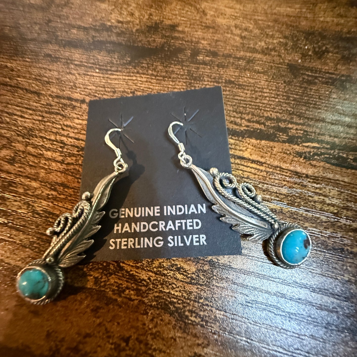 Native Handmade Genevieve Francisco Kingman Drop Earrings Sterling Silver Wild West Boho