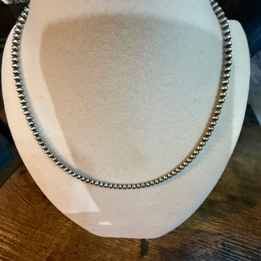 Navajo Style Desert Pearls Choker Necklace 14 Inch Sterling Silver WildWestBoho