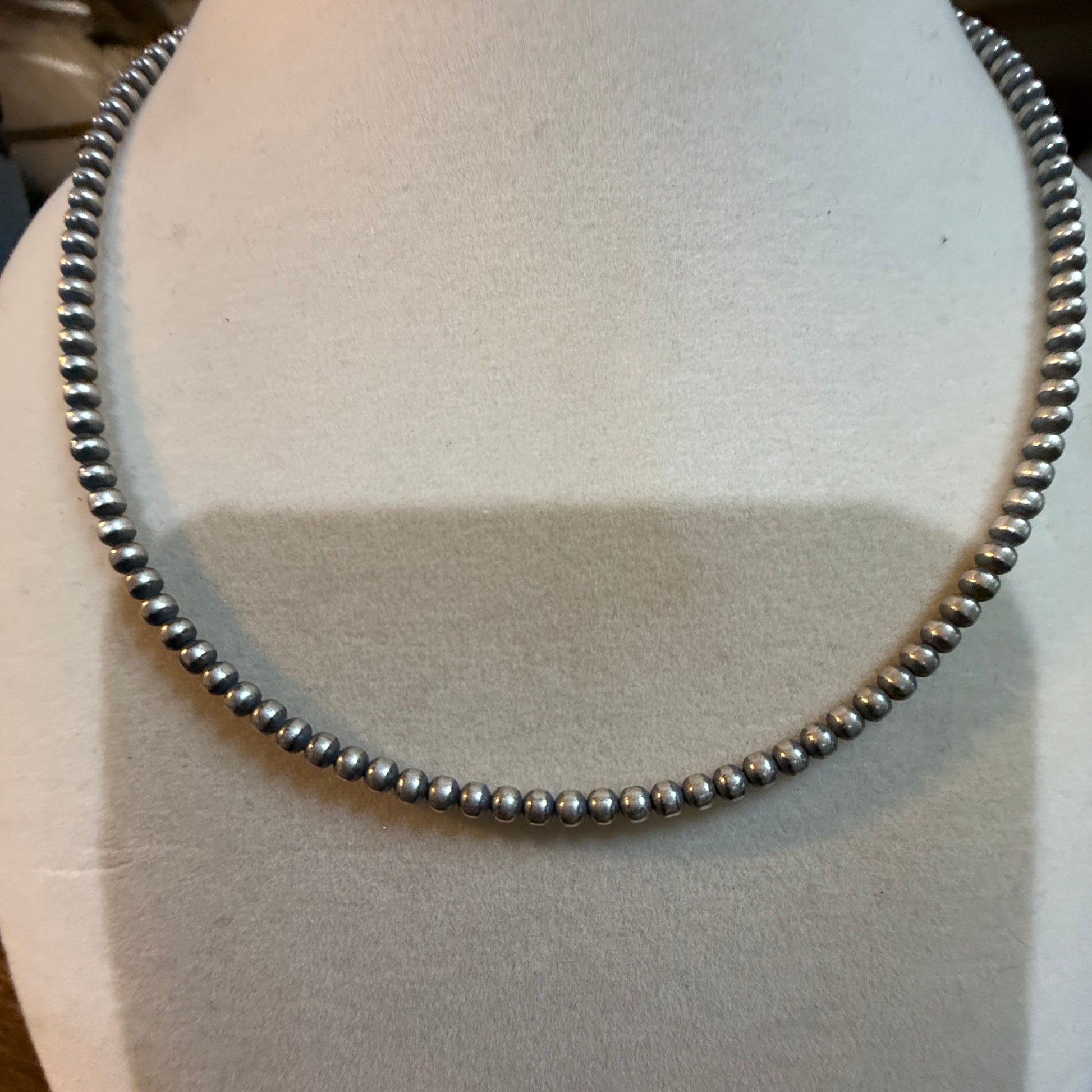Navajo Style Desert Pearls Choker Necklace 14 Inch Sterling Silver WildWestBoho