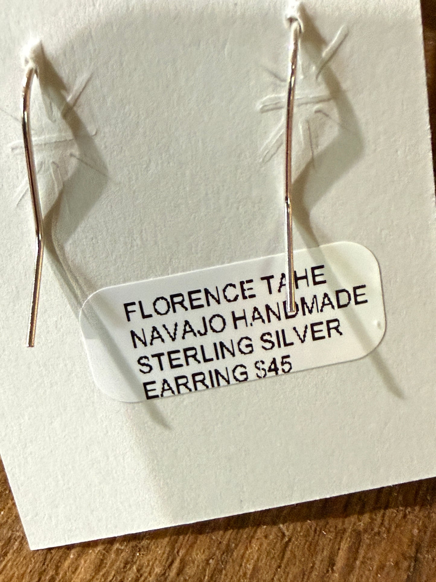 Navajo Handmade Florence Tahe Signed Sterling Silver Wire Earrings 1.75 Drop Wild West Boho