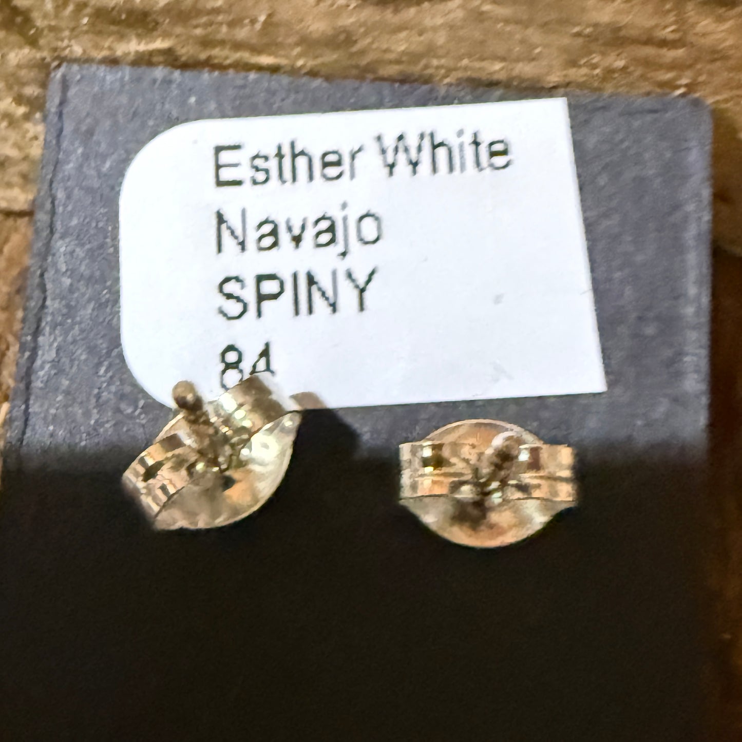 Navajo Handmade Spiny Oyster Gemstone Sterling Silver Signed Stud Earrings Wild West Boho