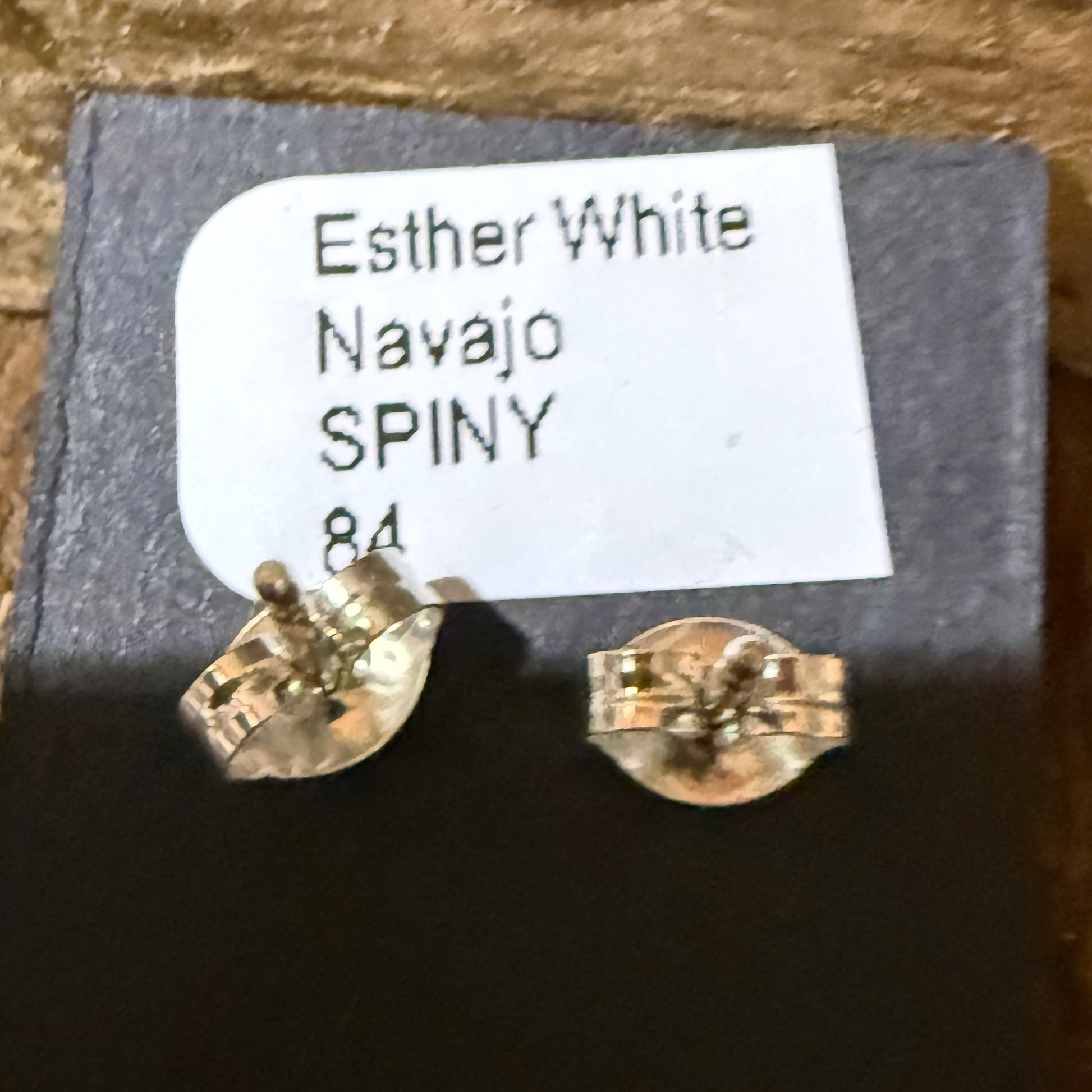 Navajo Handmade Spiny Oyster Gemstone Sterling Silver Signed Stud Earrings Wild West Boho