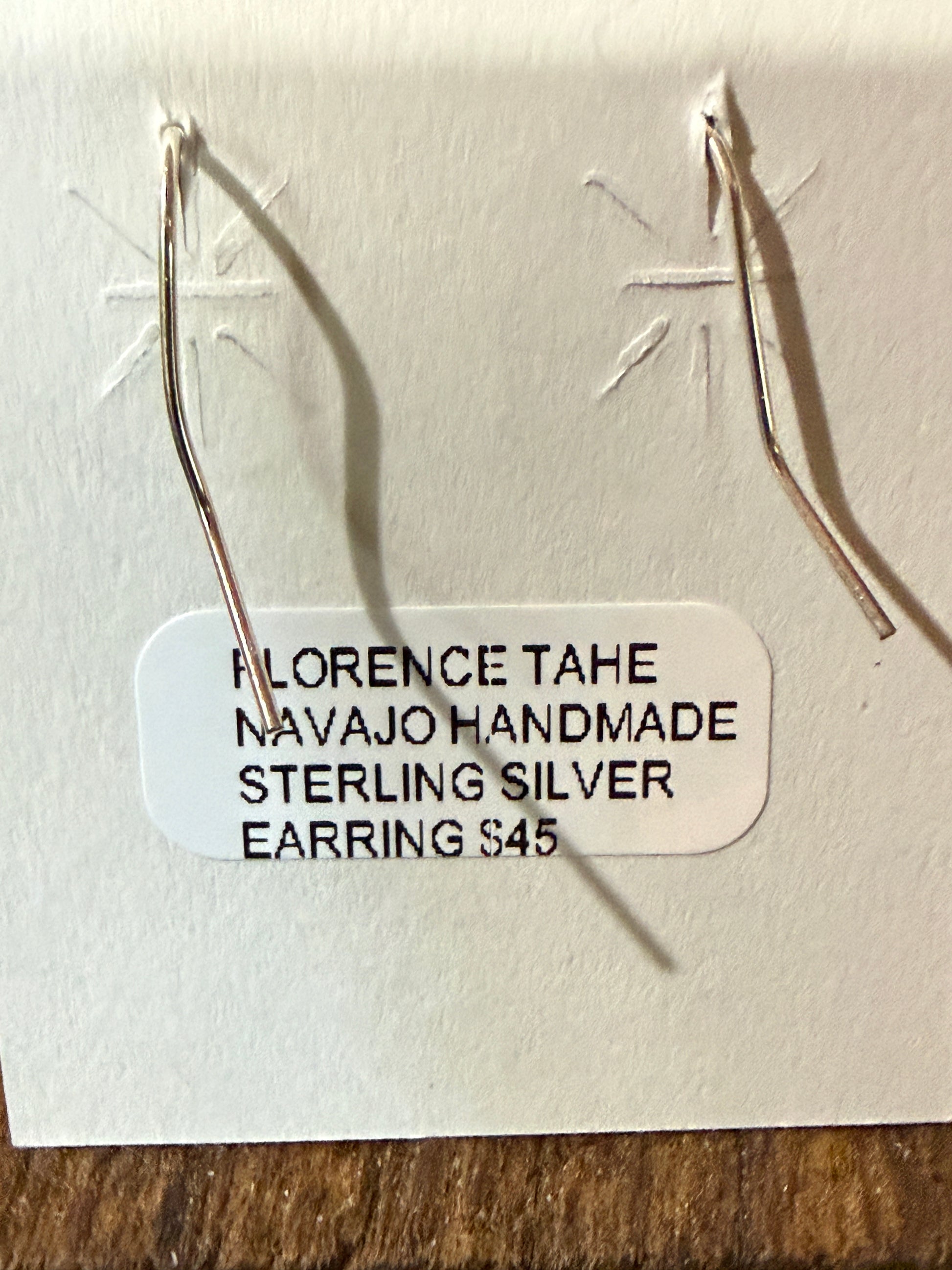 Navajo Handmade Florence Tahe Wire Earrings Sterling Silver 1.75 Inch Drop Wild West Boho