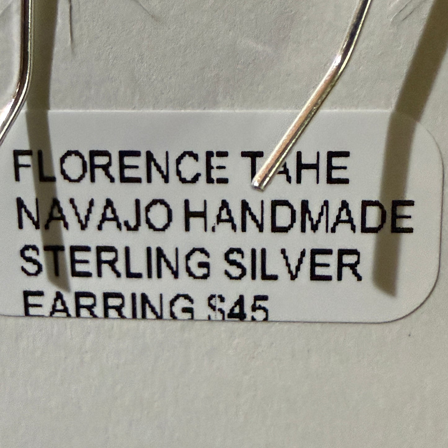 Navajo Handmade Florence Tahe Signed Wire Earrings Sterling Silver 1.75 Drop Wild West Boho