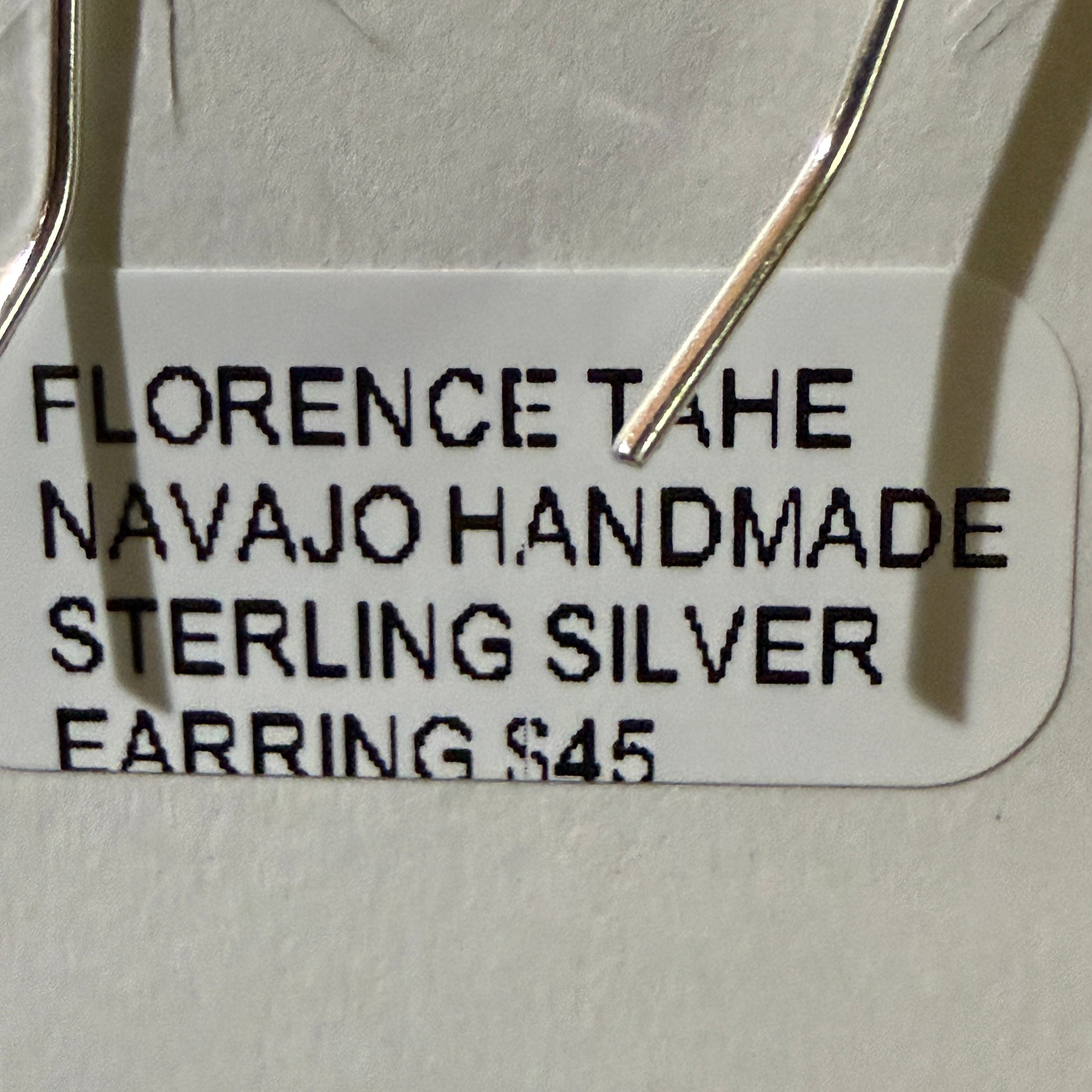 Navajo Handmade Florence Tahe Signed Wire Earrings Sterling Silver 1.75 Drop Wild West Boho