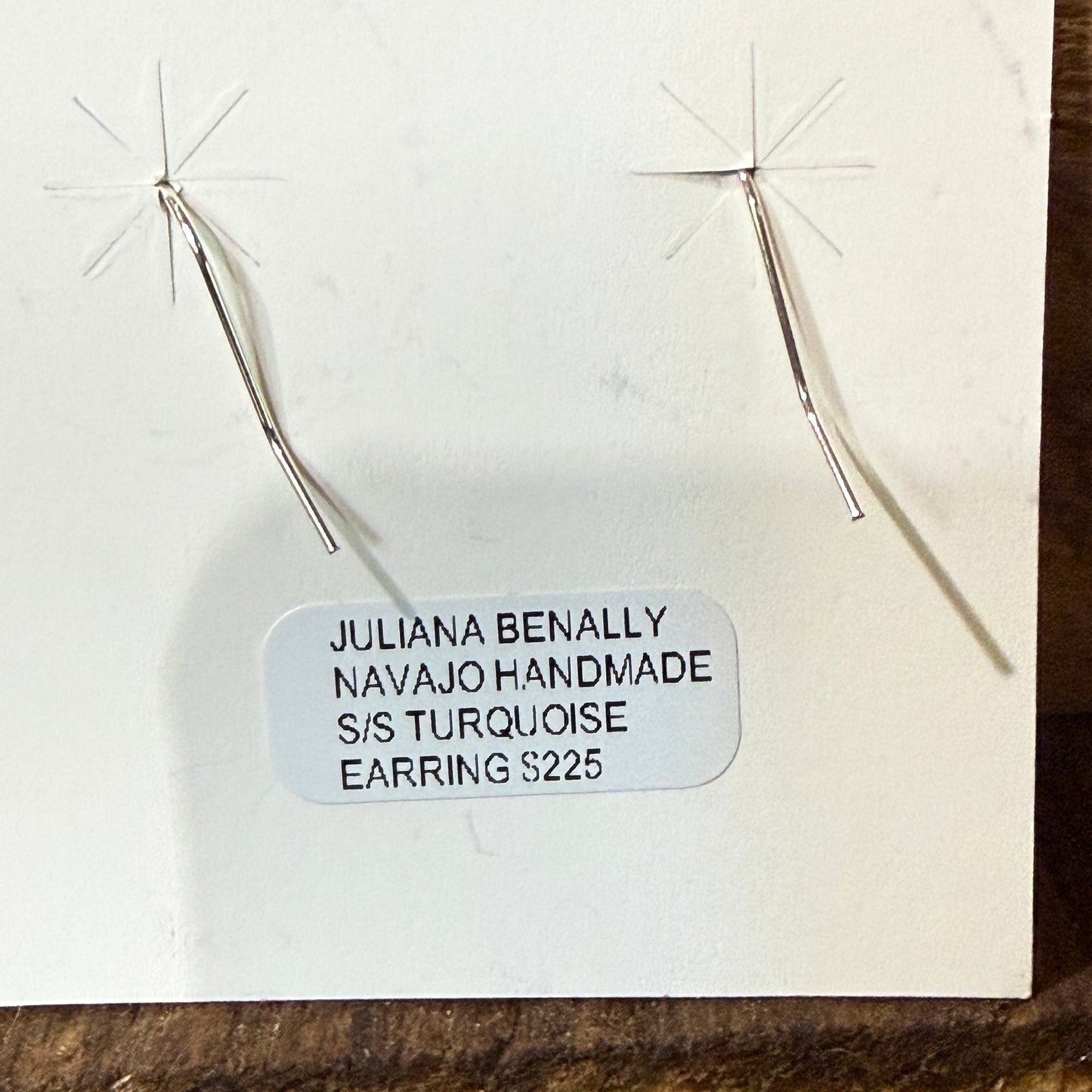 Navajo Handmade Juliana Benally Kingman Drop Earring Cluster Sterling Silver Wild West Boho