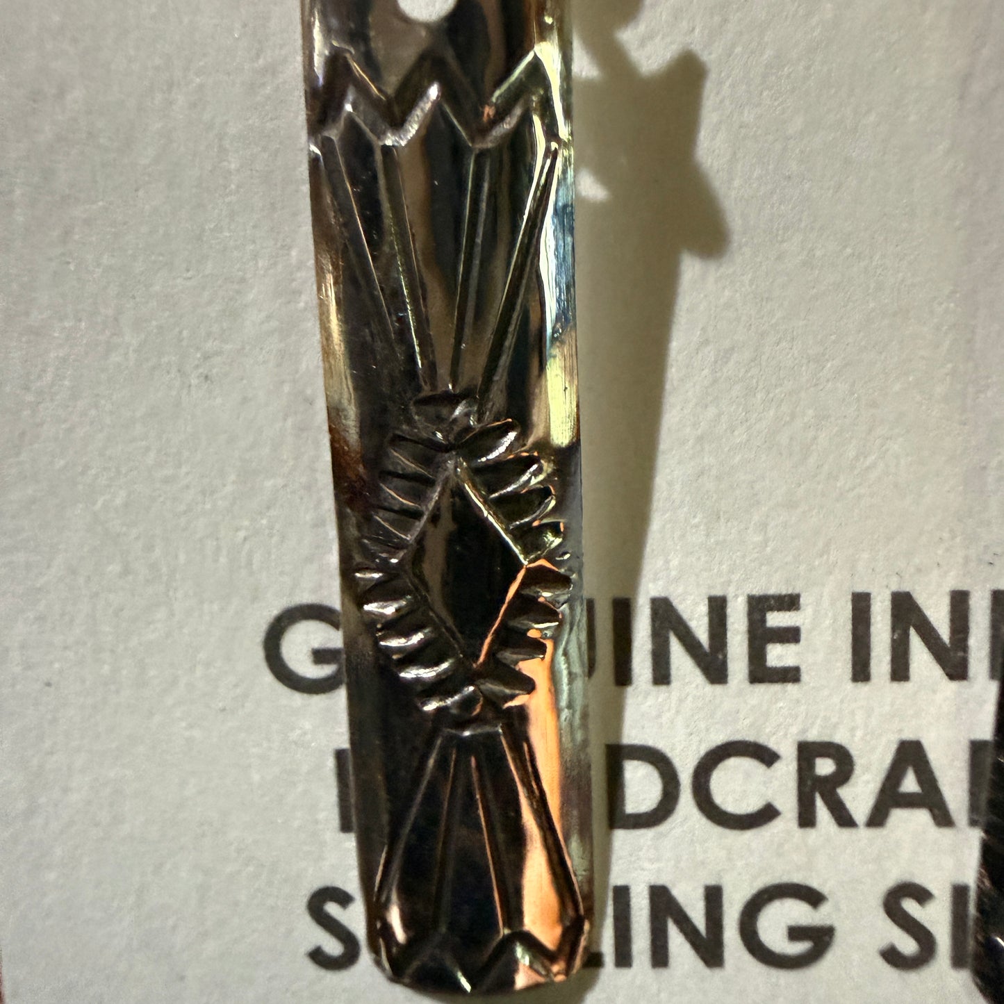 Navajo Handmade Florence Tahe Signed Wire Earrings Sterling Silver 1.75 Drop Wild West Boho