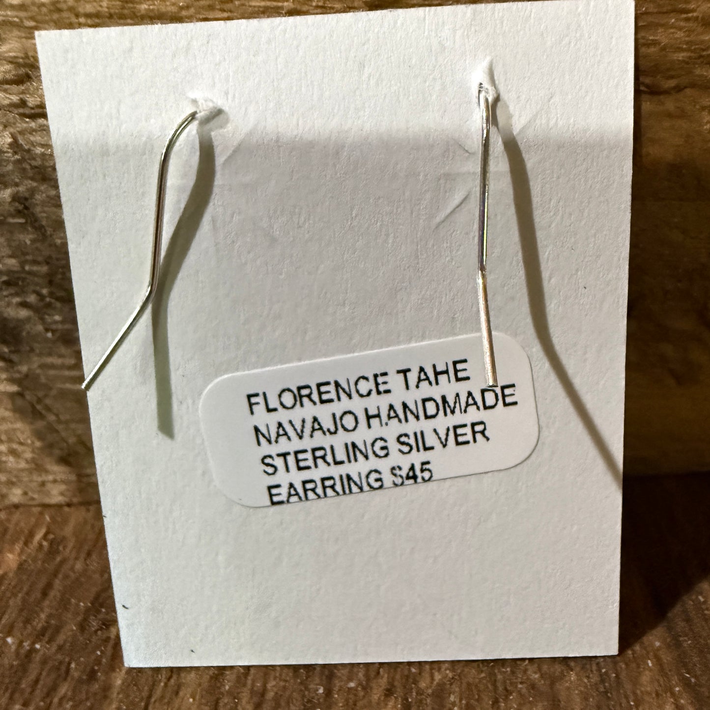 Navajo Handmade Florence Tahe Signed Wire Earrings Sterling Silver 1.75 Drop Wild West Boho