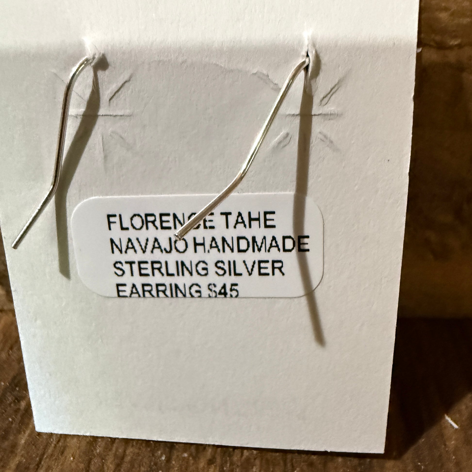 Navajo Florence Tahe Signed Wire Earrings Sterling Silver 1.75 Inch Drop Wild West Boho