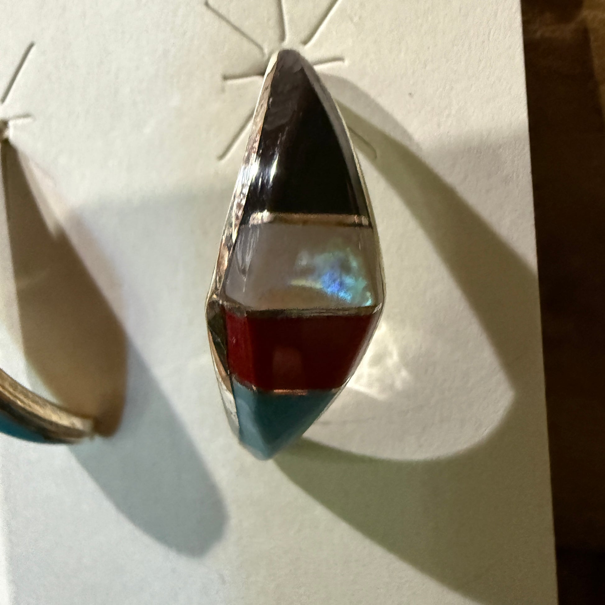 Zuni Handmade Inlaid Sterling Silver Stud Earring By Robert Kanesta Wild West Boho