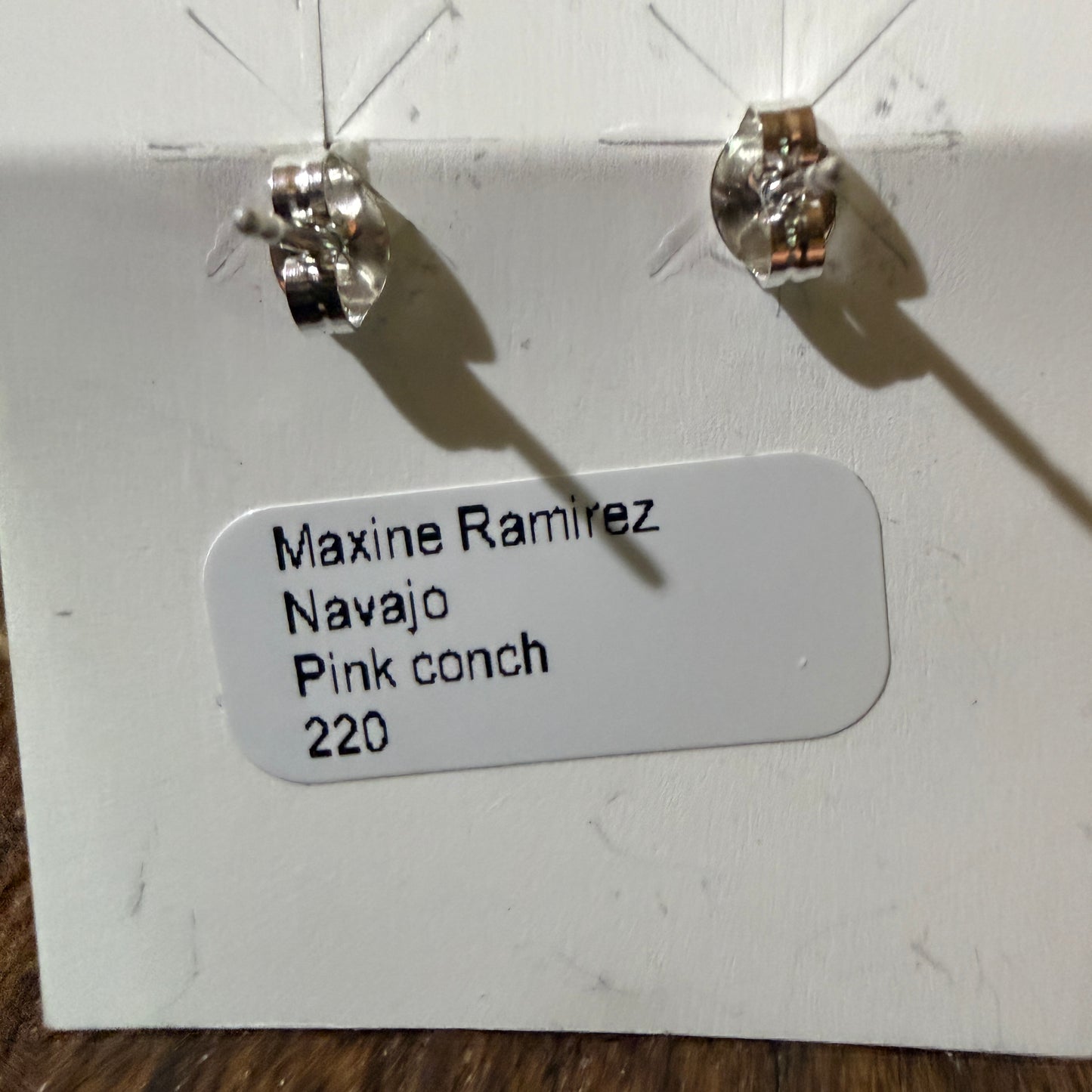 Navajo Handmade Pink Conch Stud Earring Half Cluster Sterling Silver 1 Inch Wild West Boho