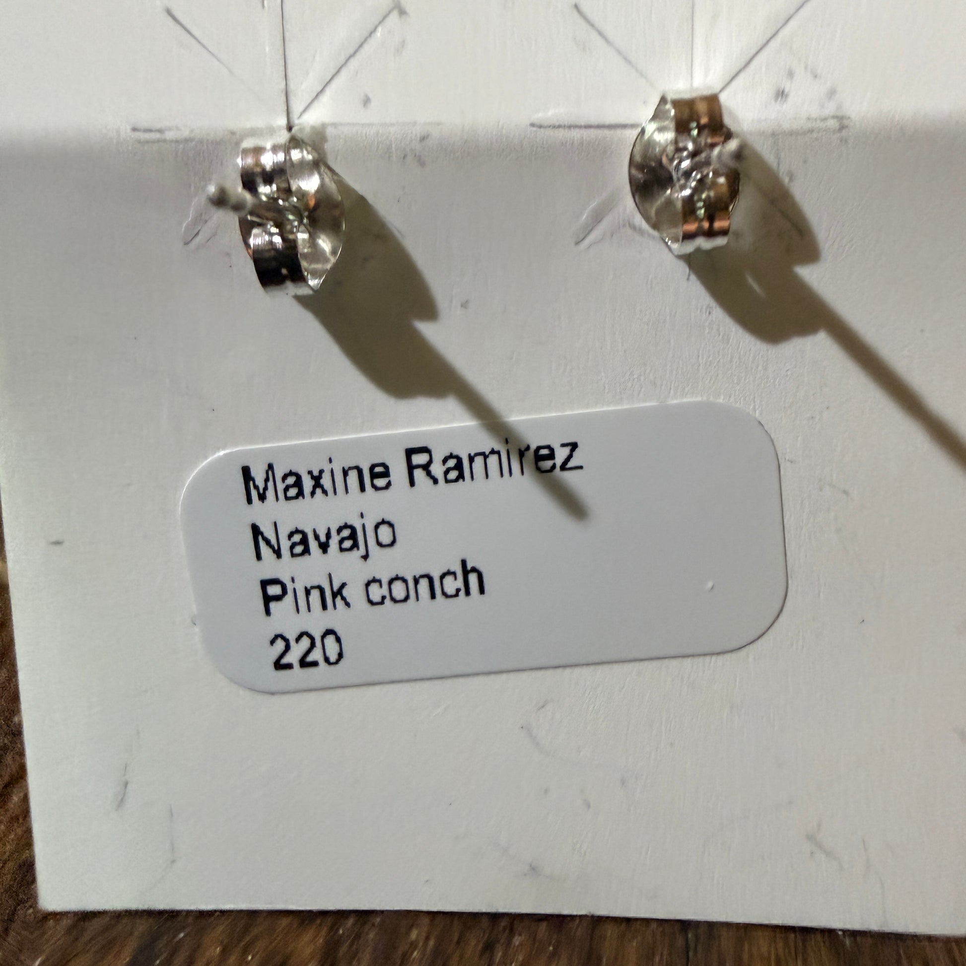 Navajo Handmade Pink Conch Stud Earring Half Cluster Sterling Silver 1 Inch Wild West Boho