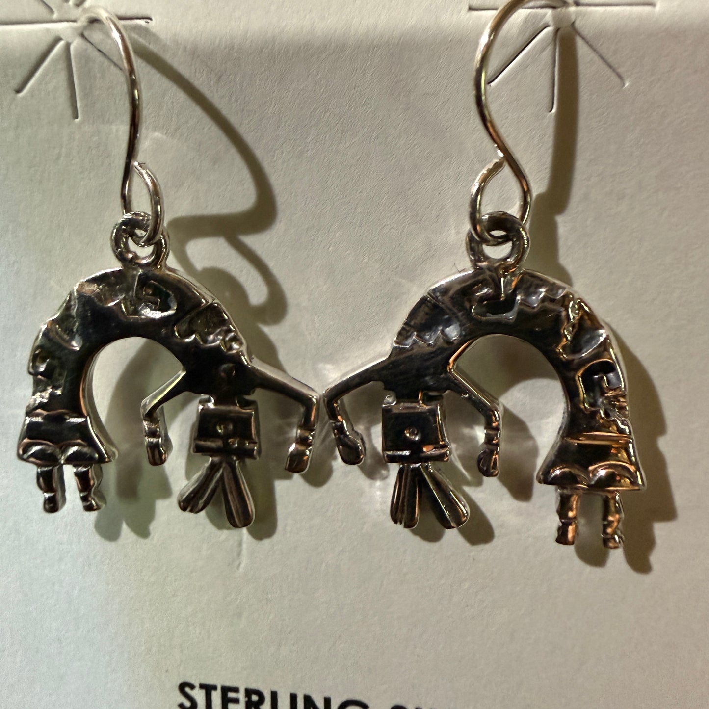 Navajo Handmade Storybook Earrings By Shirley Henry Sterling Silver Wild West Boho