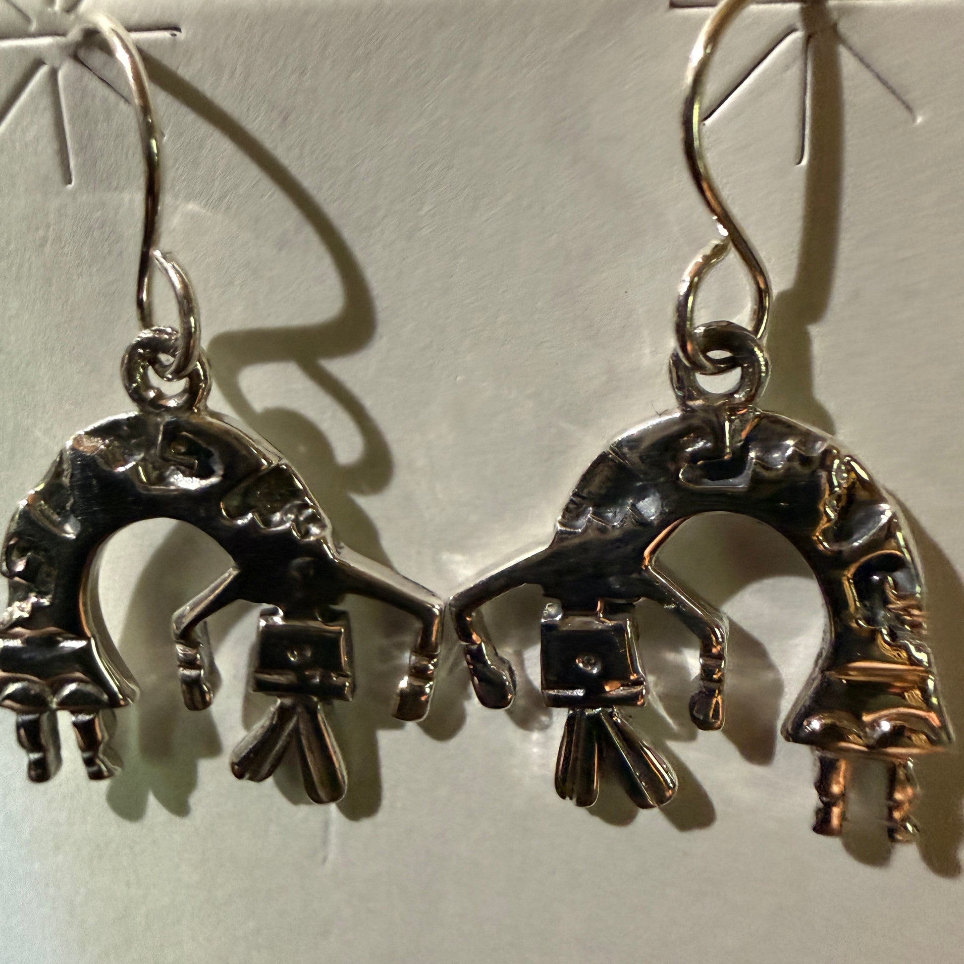 Navajo Handmade Storybook Earrings By Shirley Henry Sterling Silver Wild West Boho