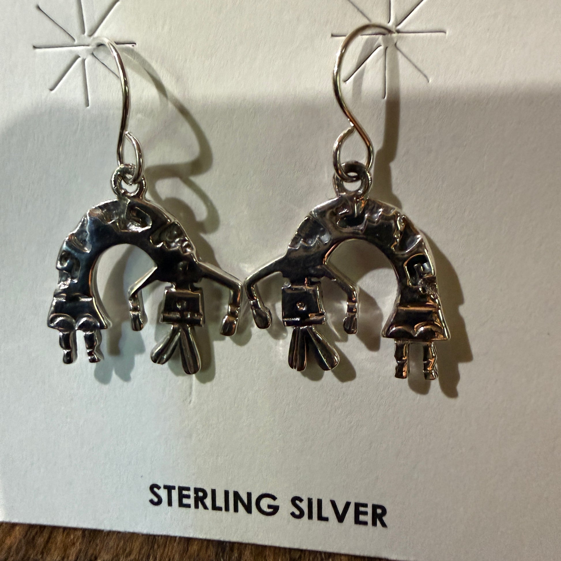 Navajo Handmade Storybook Earrings By Shirley Henry Sterling Silver Wild West Boho