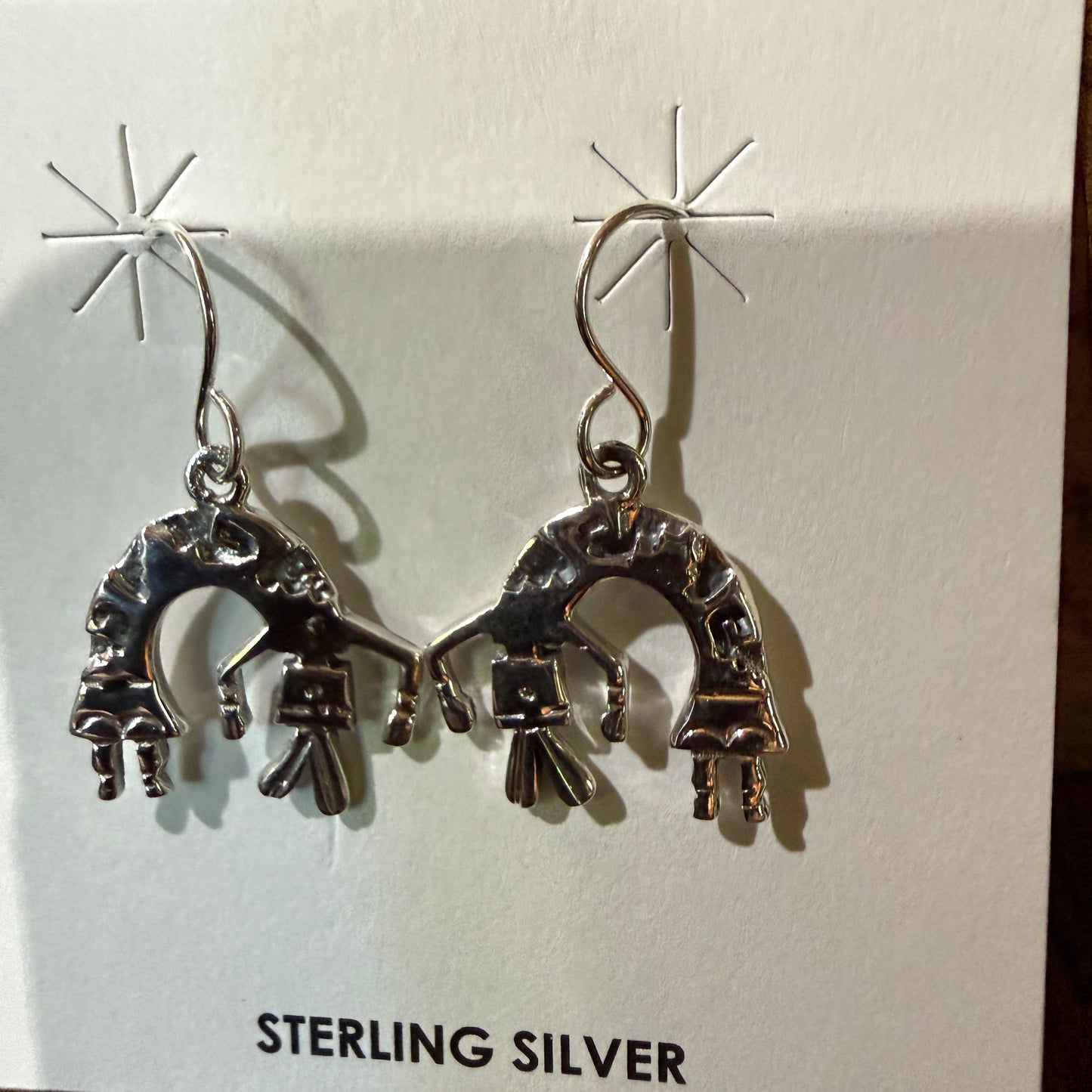 Navajo Handmade Storybook Earrings By Shirley Henry Sterling Silver Wild West Boho