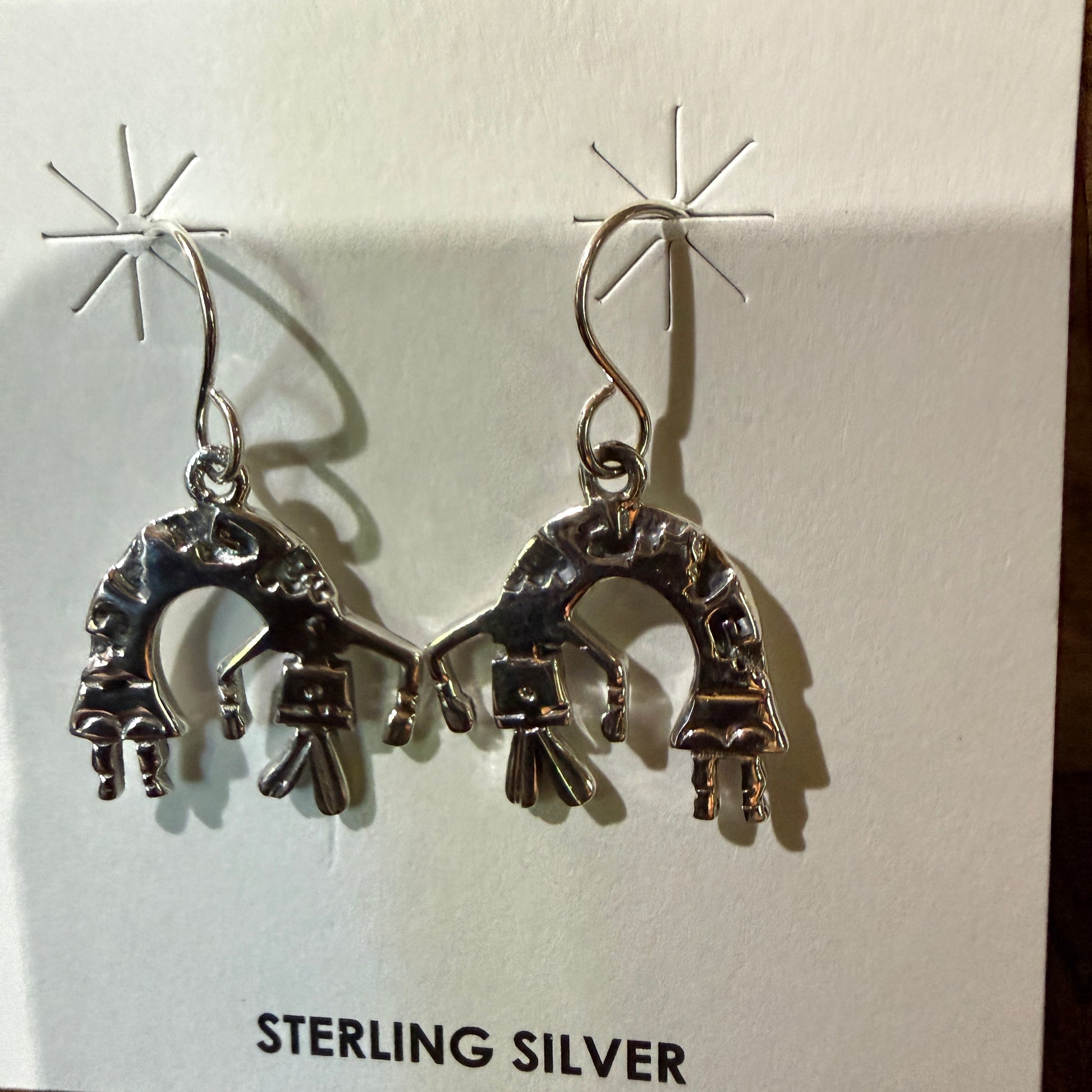 Navajo Handmade Storybook Earrings By Shirley Henry Sterling Silver Wild West Boho