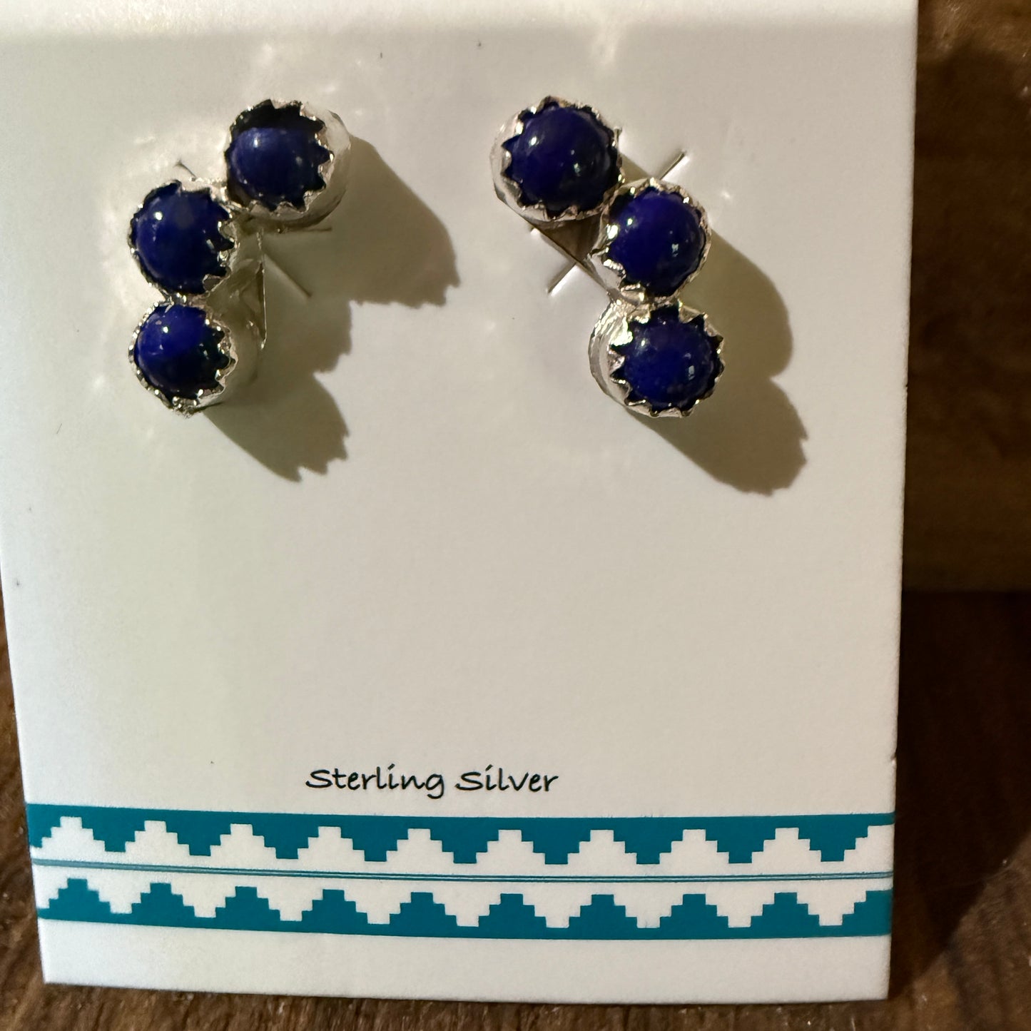 Zuni Handmade Dark Lapis Stud Earrings Sterling Silver By Janice Spencer Wild West Boho