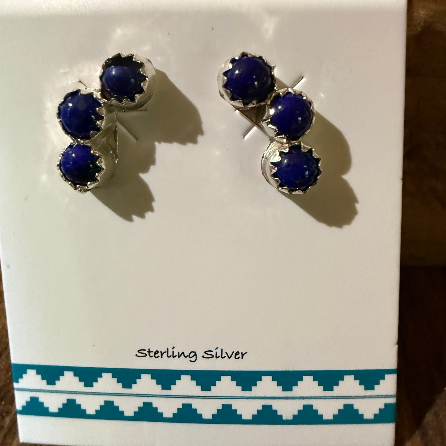 Zuni Handmade Dark Lapis Stud Earrings Sterling Silver By Janice Spencer Wild West Boho