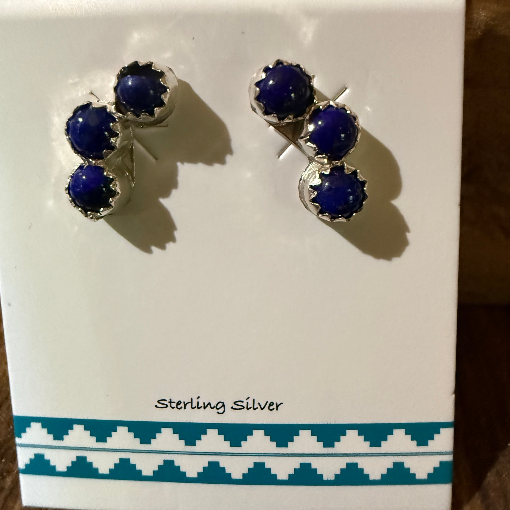 Zuni Handmade Dark Lapis Stud Earrings Sterling Silver By Janice Spencer Wild West Boho